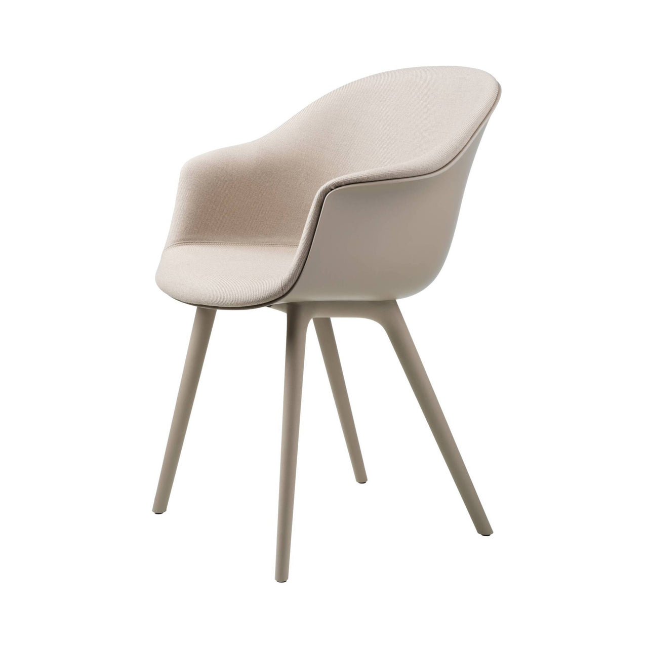 Bat Dining Chair: Plastic Base with Front Upholstered + New Beige