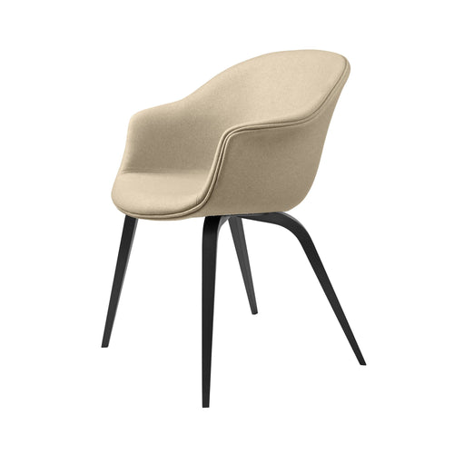 Bat Dining Chair: Wood Base + Fully Upholstered + Black Stained Beech