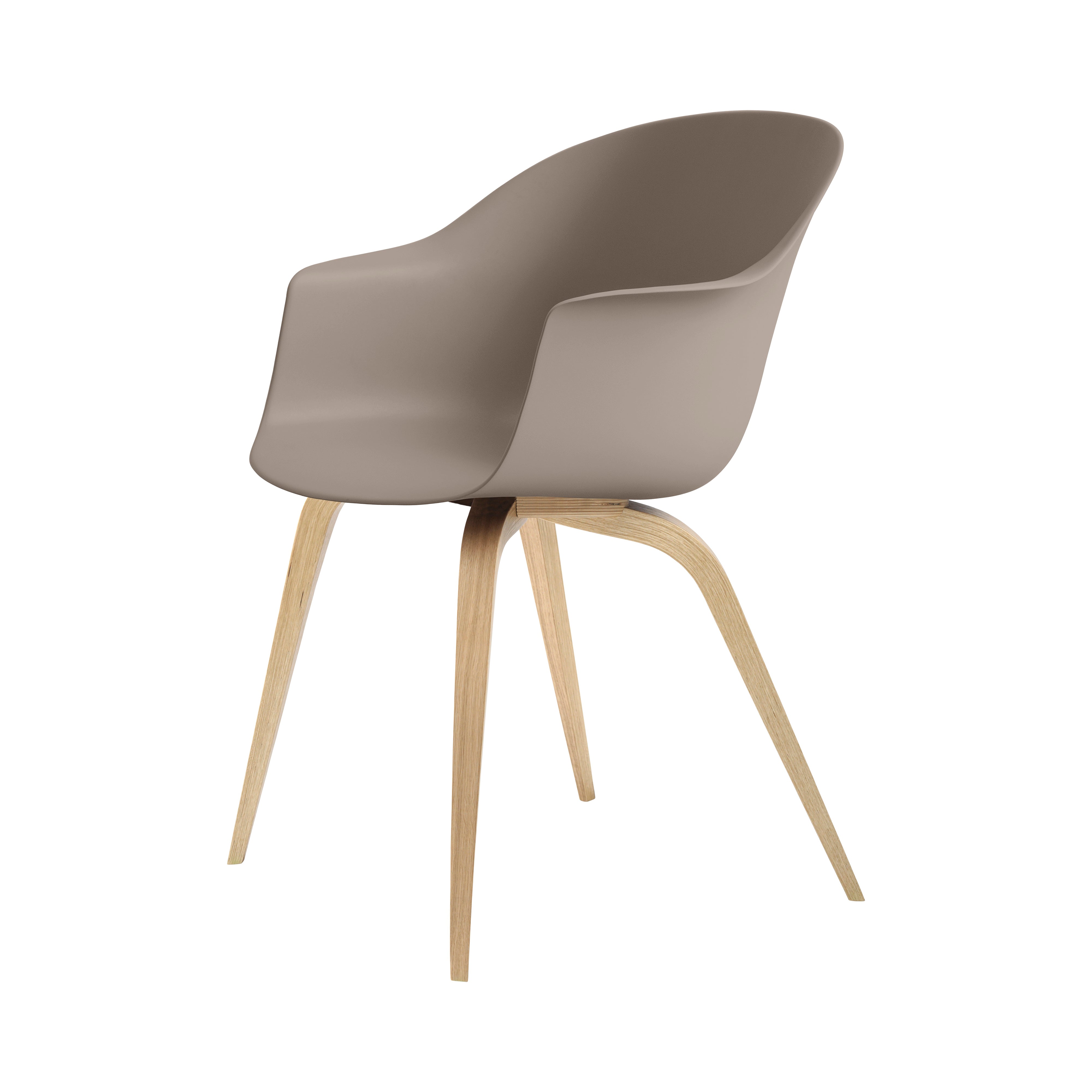Bat Dining Chair: Wood Base + Oak + New Beige + Plastic Glides