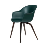 Bat Dining Chair: Wood Base + Smoked Oak + Dark Green + Plastic Glides