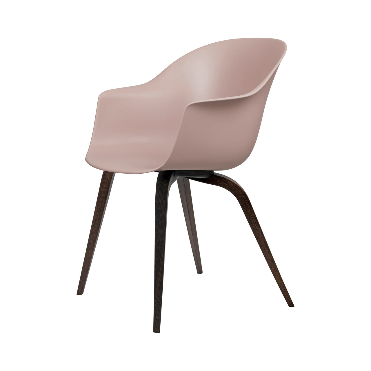 Bat Dining Chair: Wood Base + Smoked Oak + Sweet Pink + Plastic Glides