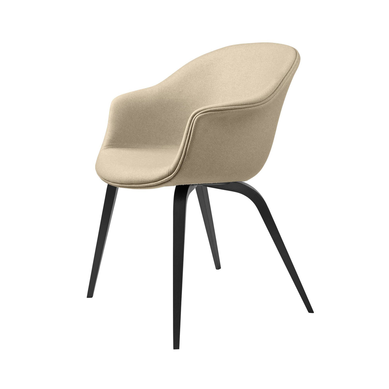 Bat Dining Chair: Wood Base + Fully Upholstered + Black Stained Beech
