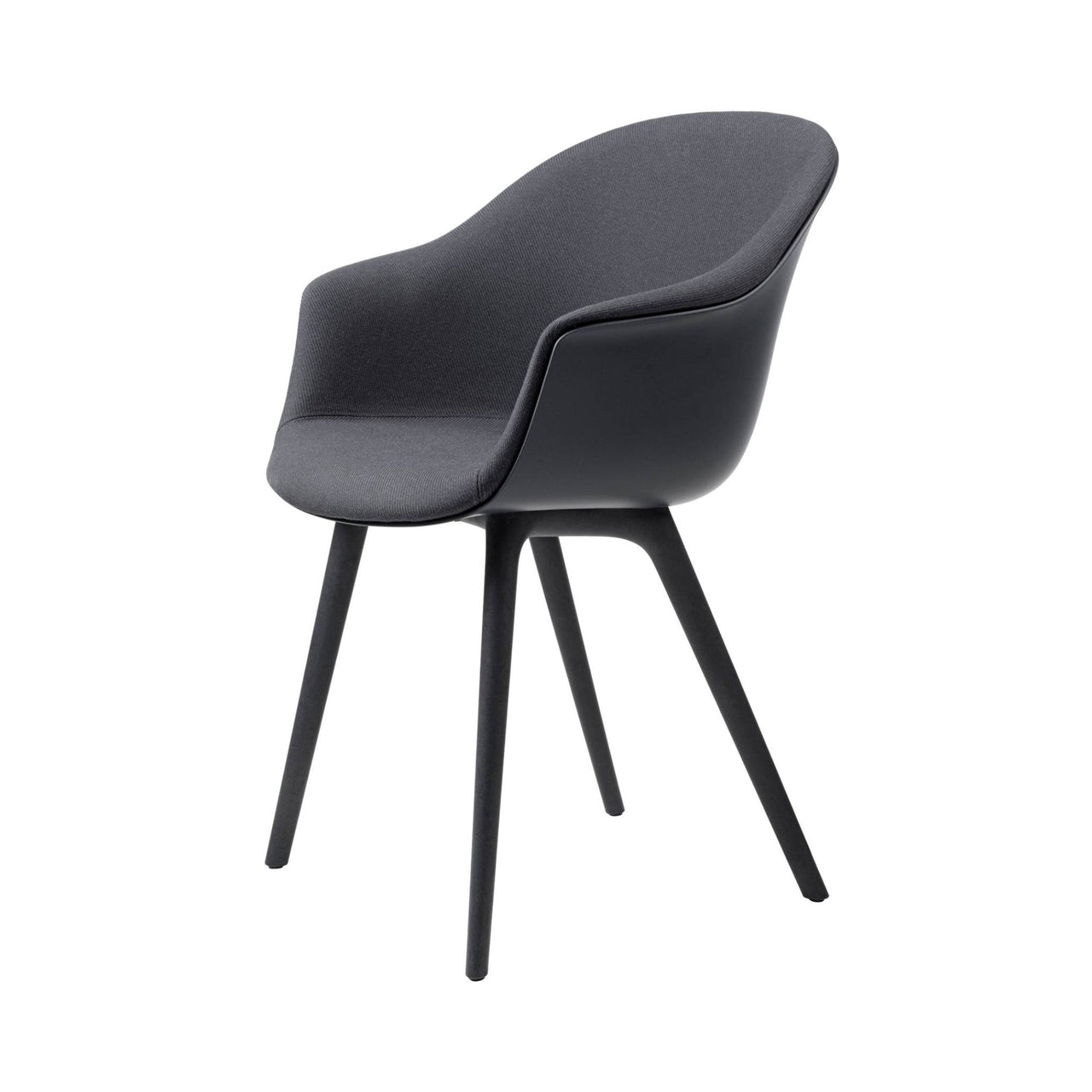 Bat Dining Chair: Plastic Base with Front Upholstered + Black