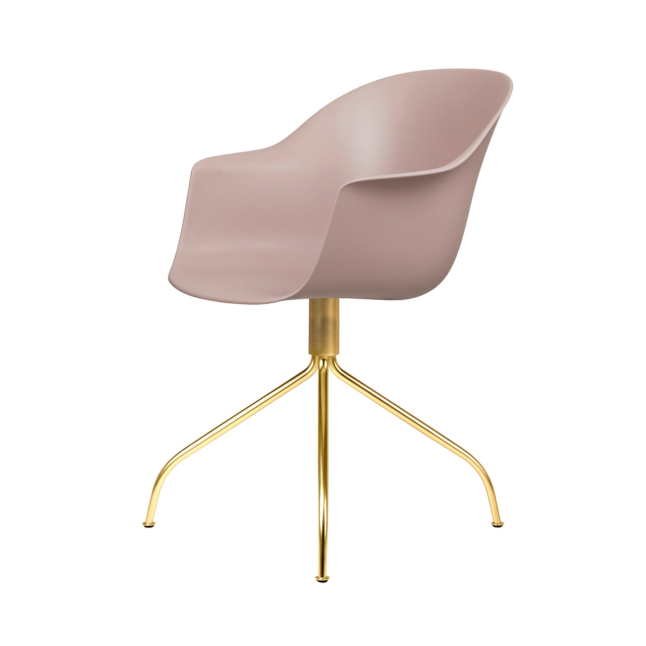 Bat Meeting Chair: Swivel Base + Brass Semi Matt + Sweet Pink + Felt Glides