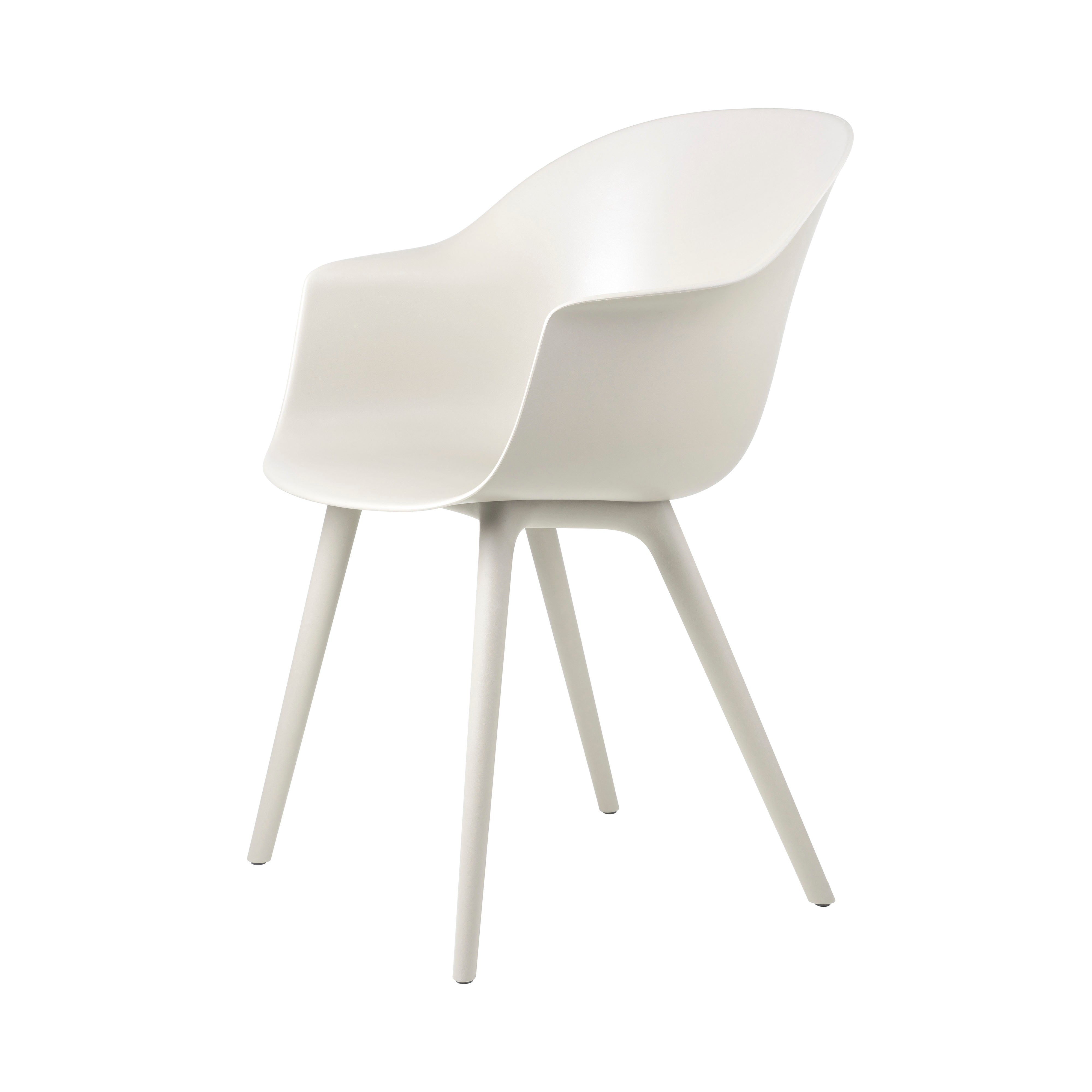 Bat Outdoor Dining Chair: Plastic Base + Alabaster White + Without Cushion