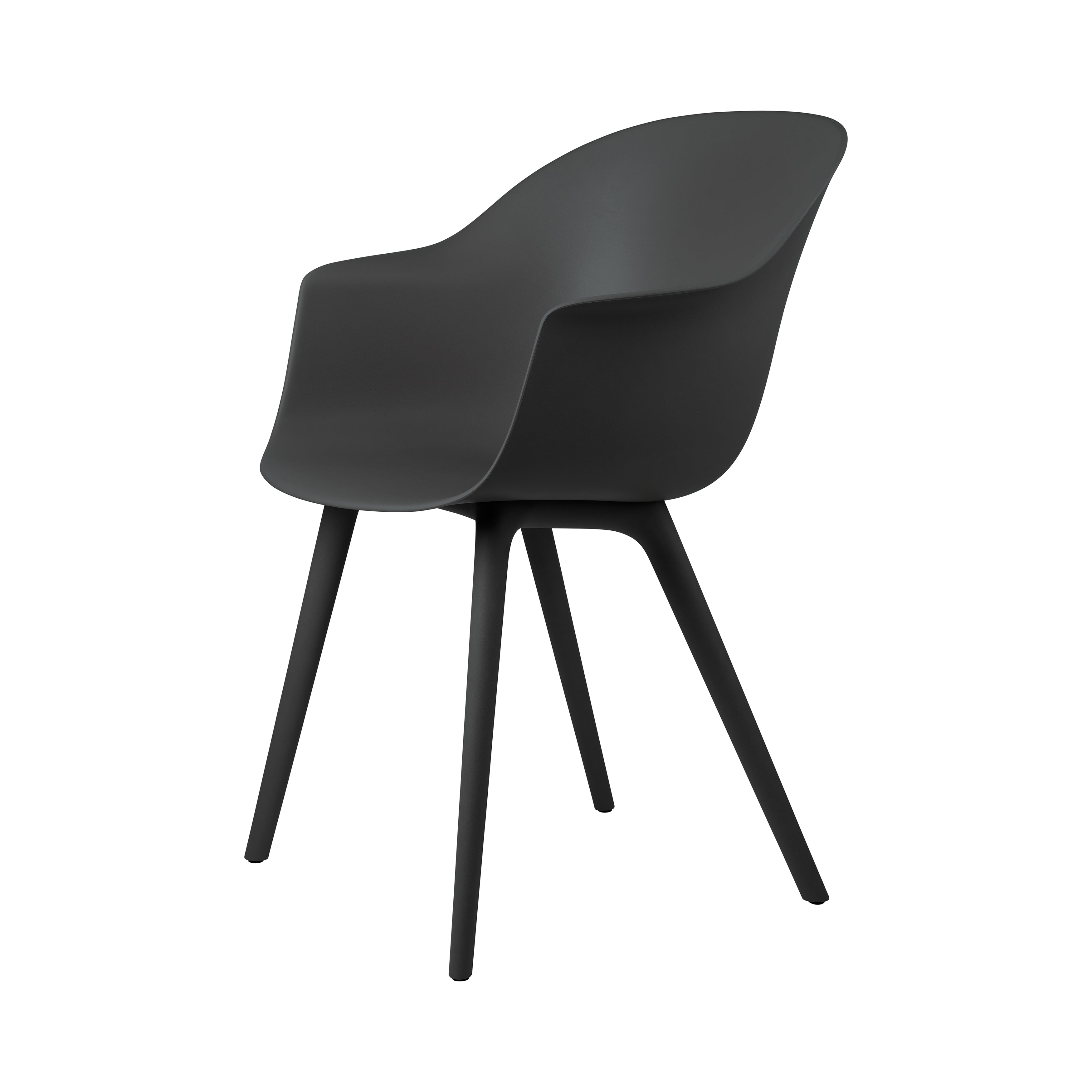 Bat Outdoor Dining Chair: Plastic Base + Black + Without Cushion