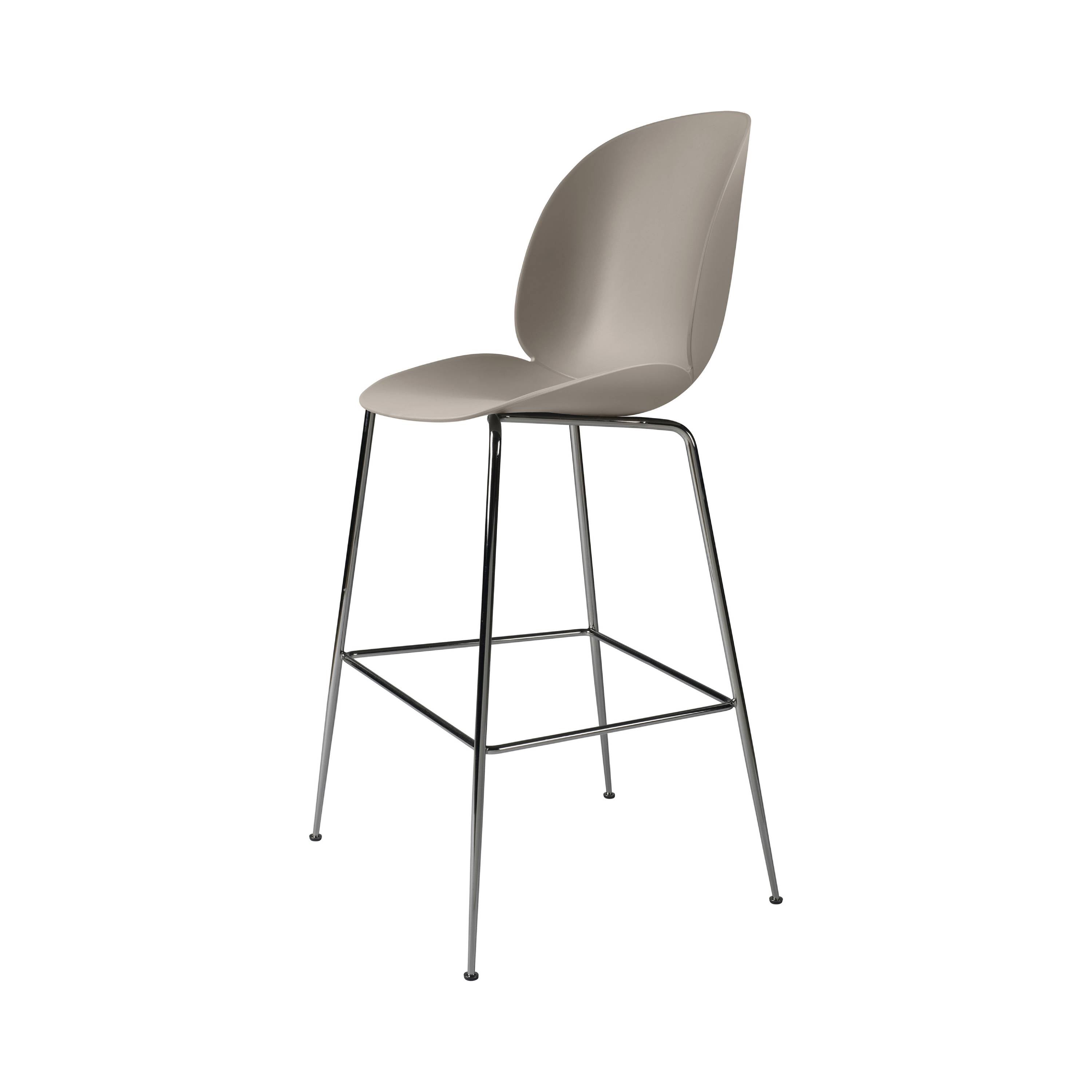 Beetle Bar + Counter Chair: Bar + New Beige + Black Chrome