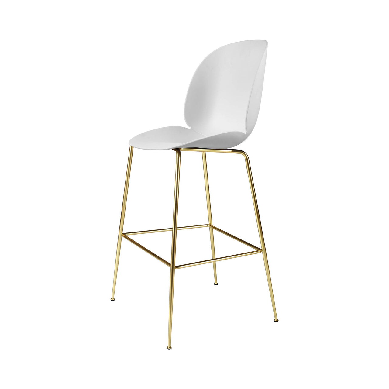 Beetle Bar + Counter Chair: Bar + Alabaster White + Brass Semi Matt