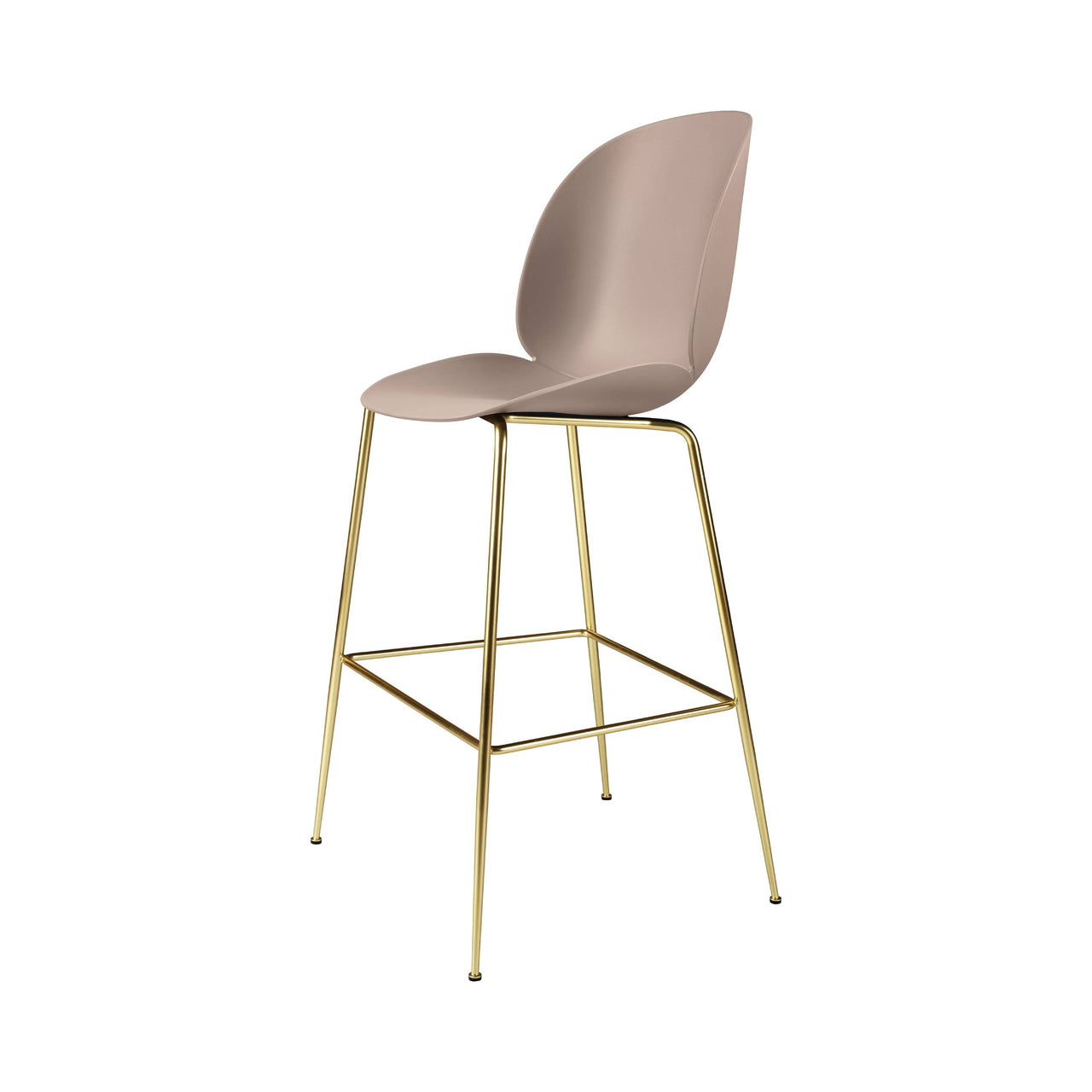 Beetle Bar + Counter Chair: Felt Glides + Bar + Sweet Pink + Brass Semi Matt