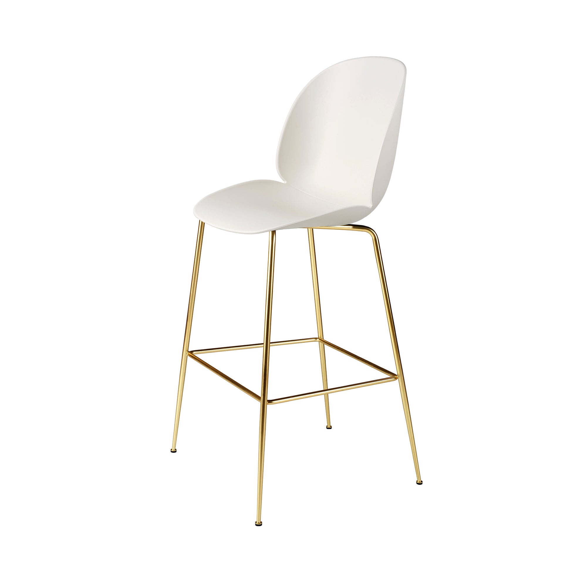 Beetle Bar + Counter Chair: Bar + Alabaster White + Brass Semi Matt