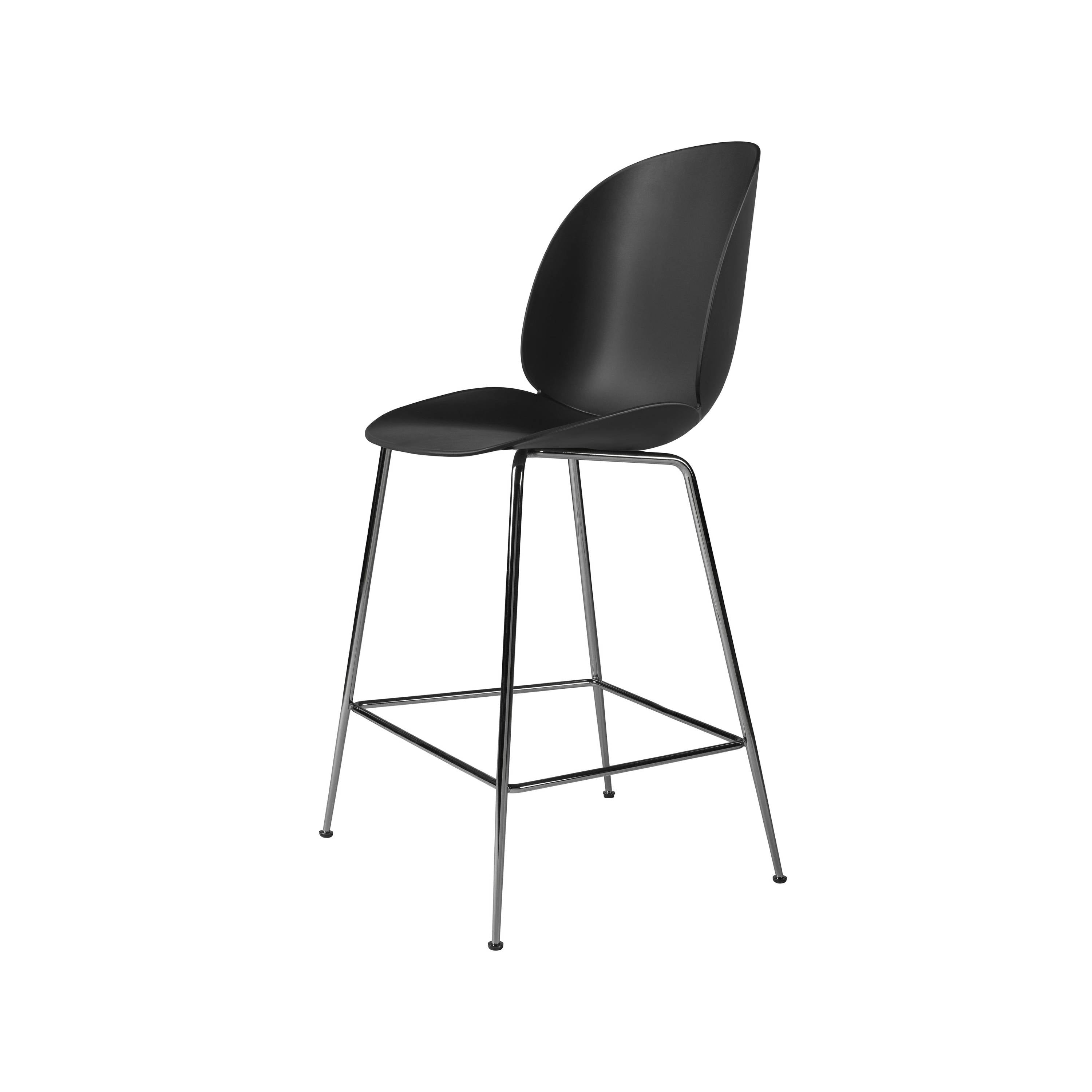 Beetle Bar + Counter Chair: Felt Glides + Counter + Black + Black Chrome