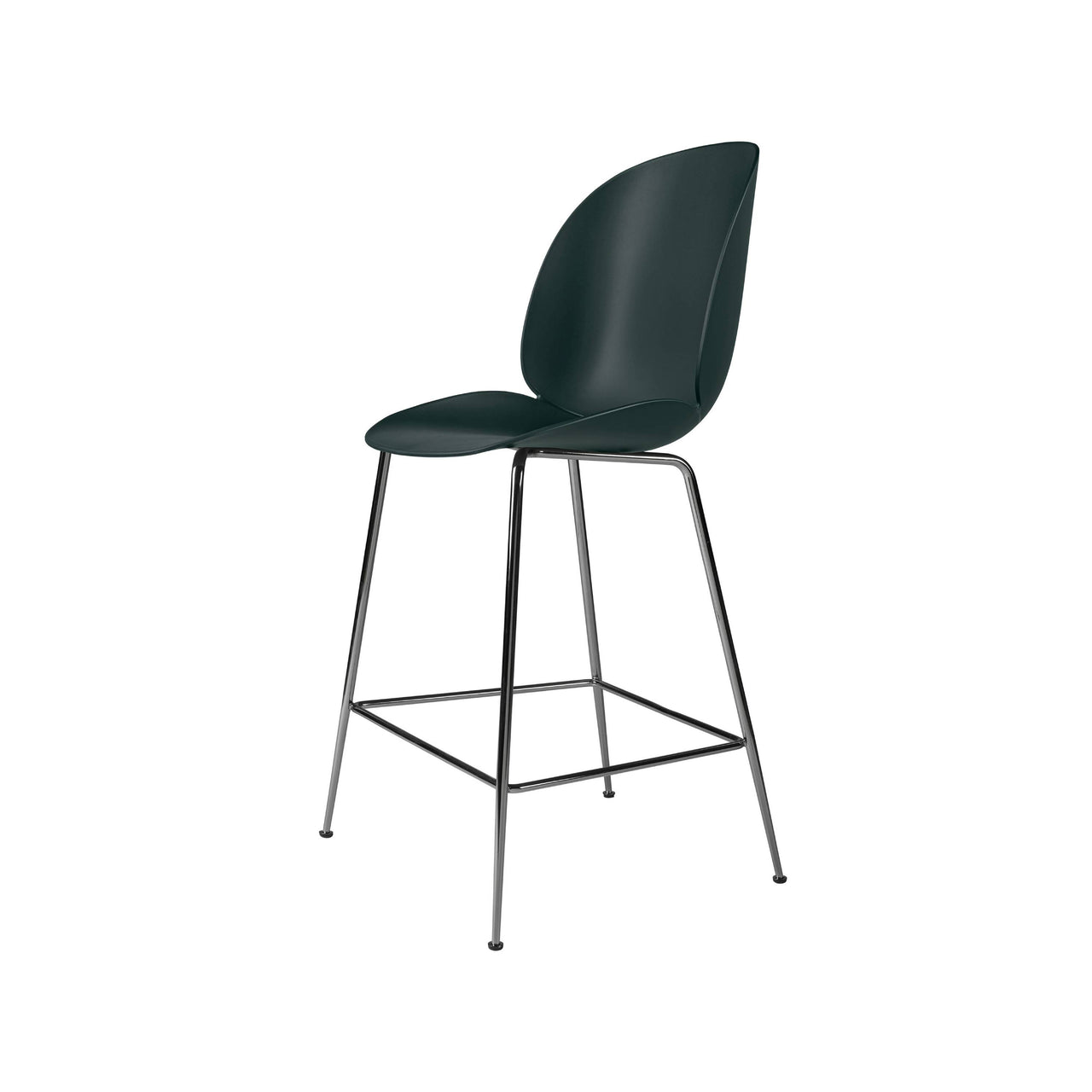 Beetle Bar + Counter Chair: Felt Glides + Counter + Dark Green + Black Chrome