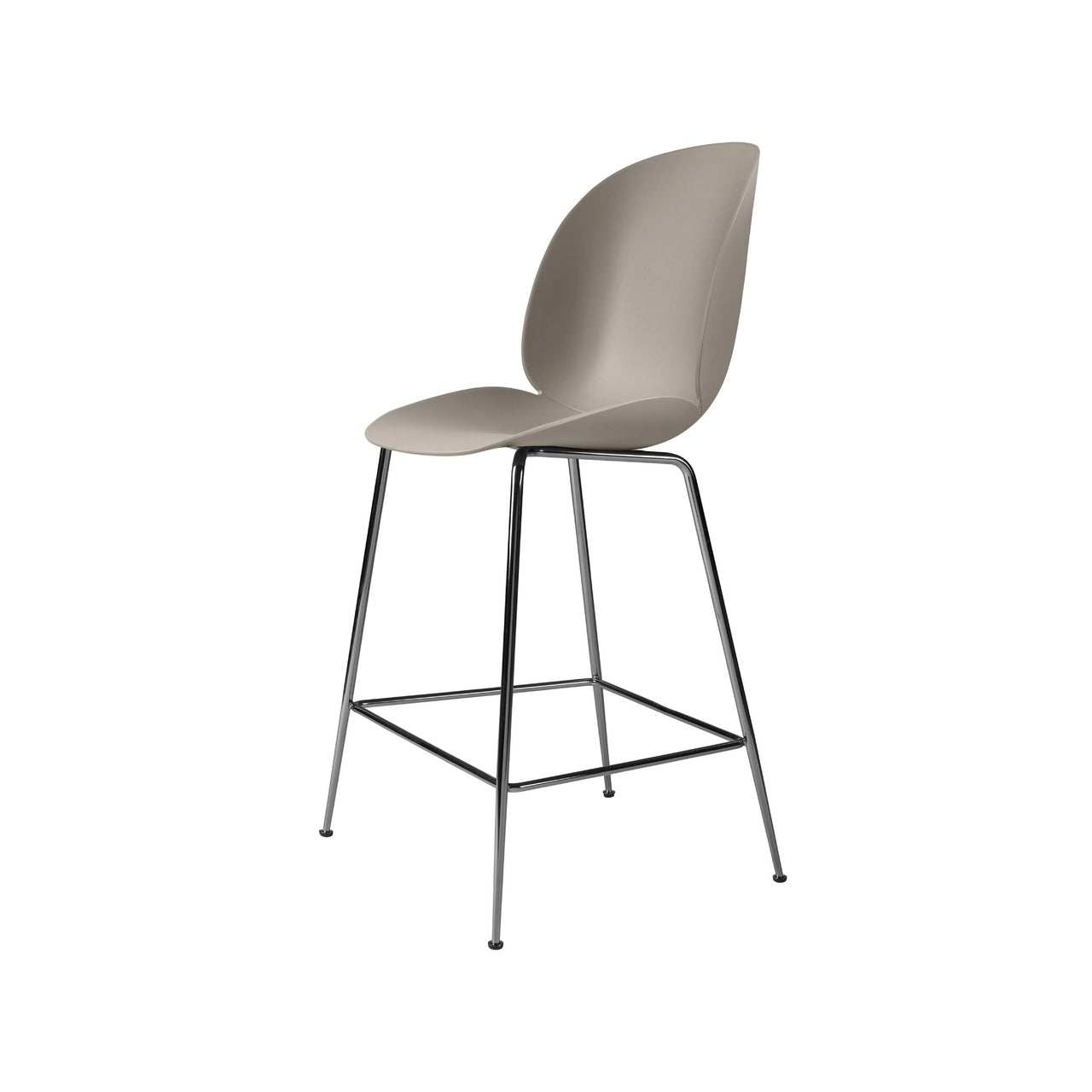 Beetle Bar + Counter Chair: Felt Glides + Counter + New Beige + Black Chrome
