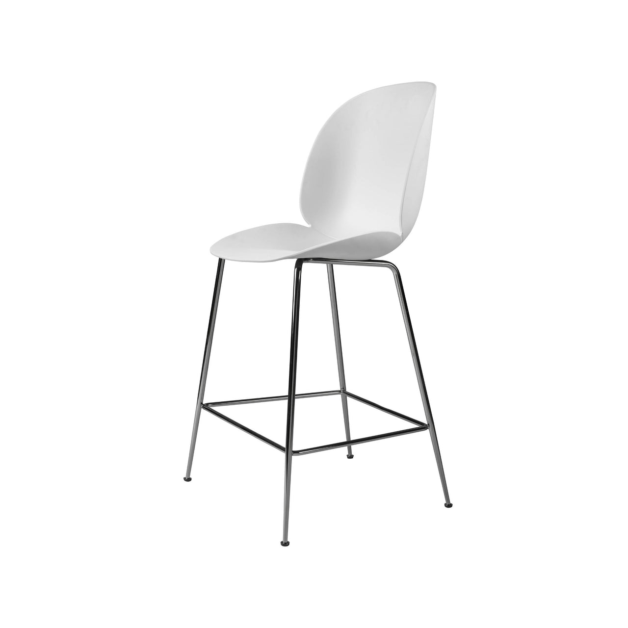 Beetle Bar + Counter Chair: Counter + Alabaster White + Black Chrome
