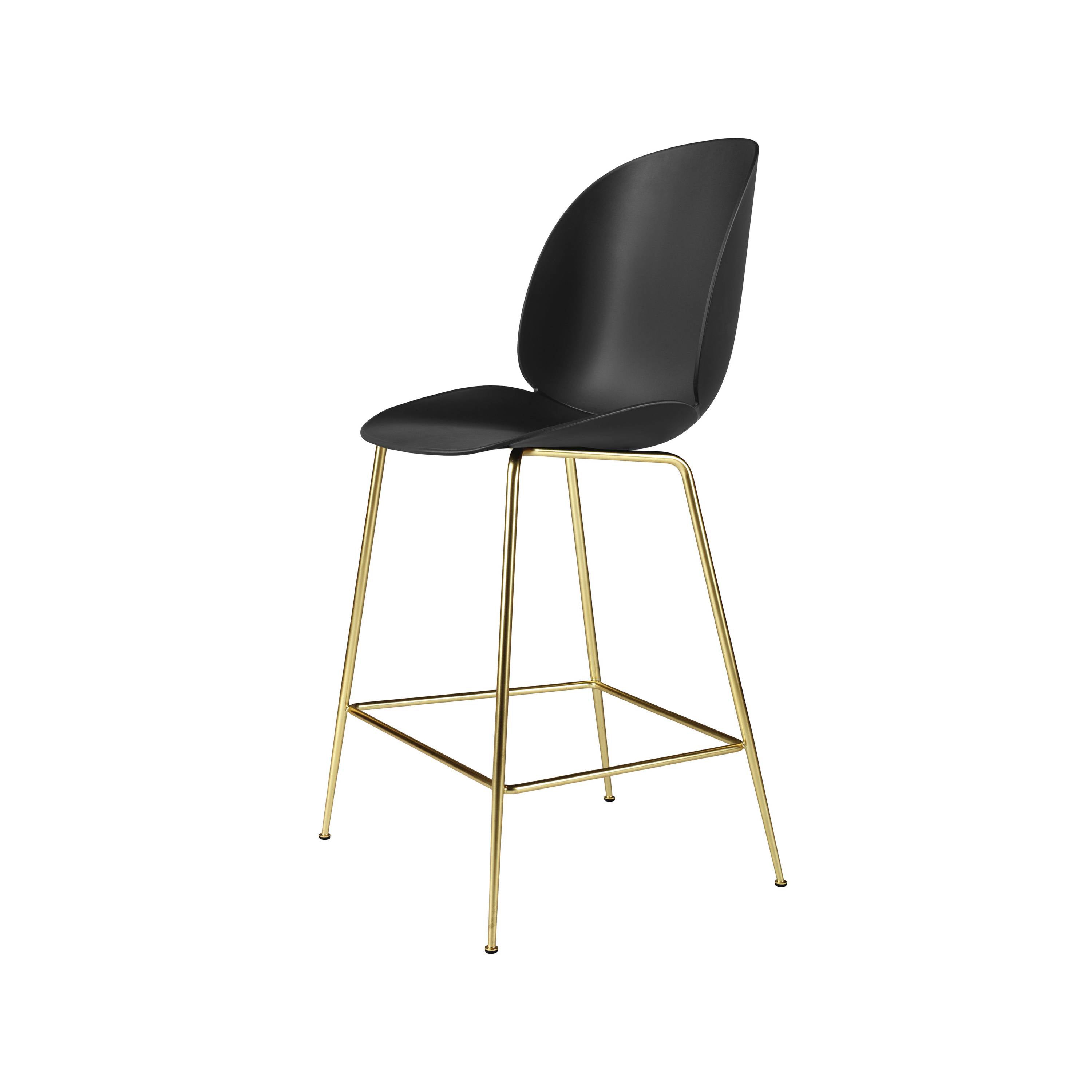 Beetle Bar + Counter Chair: Counter + Black + Brass Semi Matt