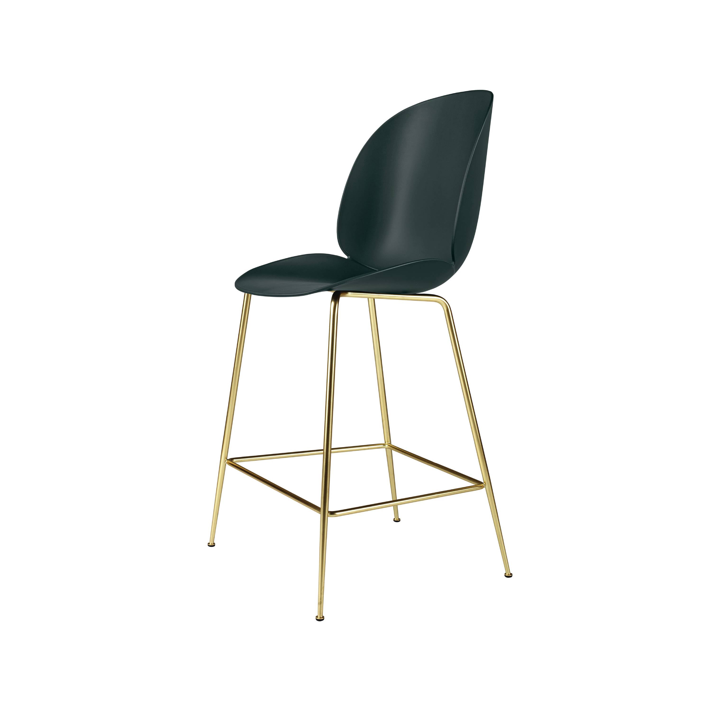 Beetle Bar + Counter Chair: Counter + Dark Green + Brass Semi Matt