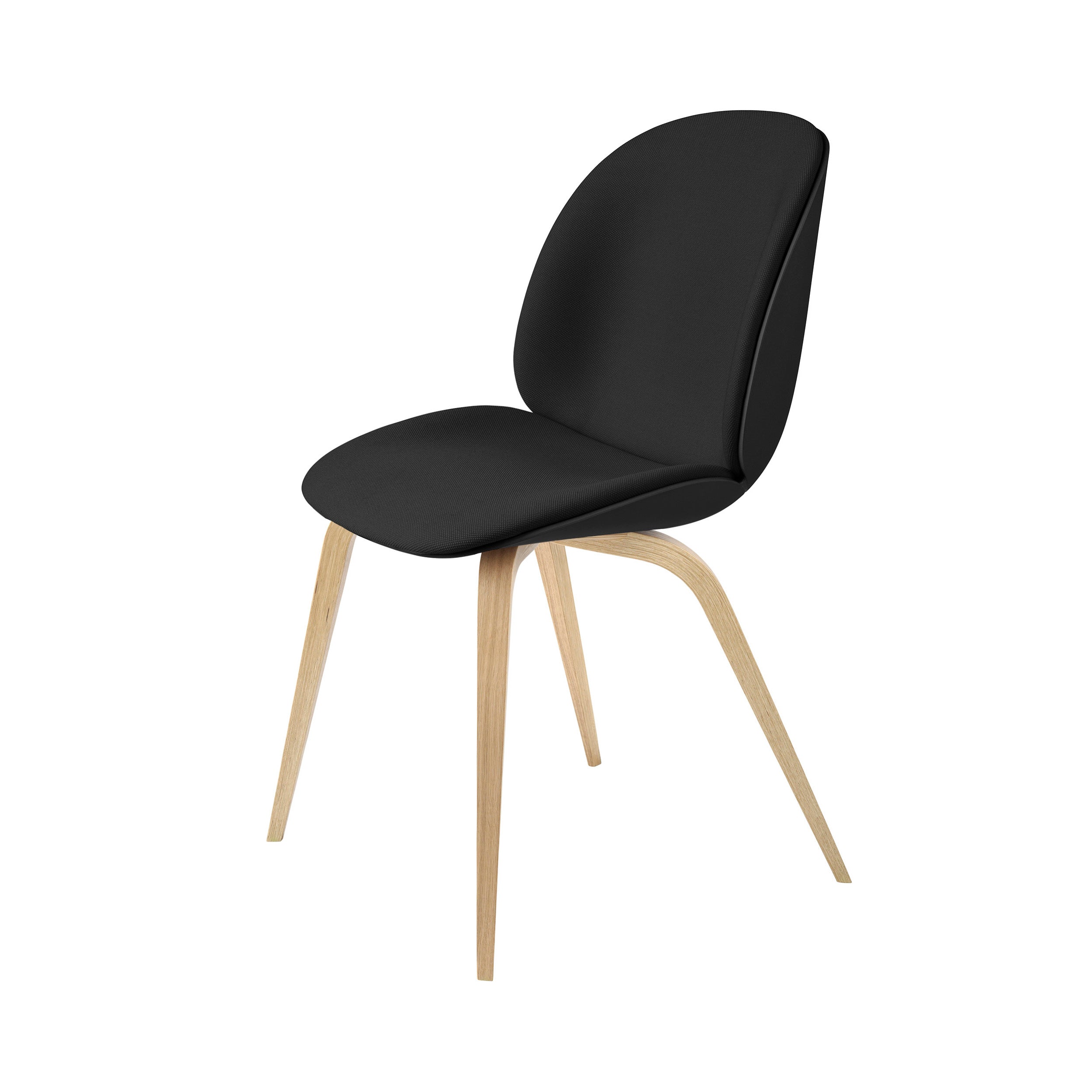 Beetle Dining Chair: Wood Base + Front Upholstered + New Beige + Smoked Oak