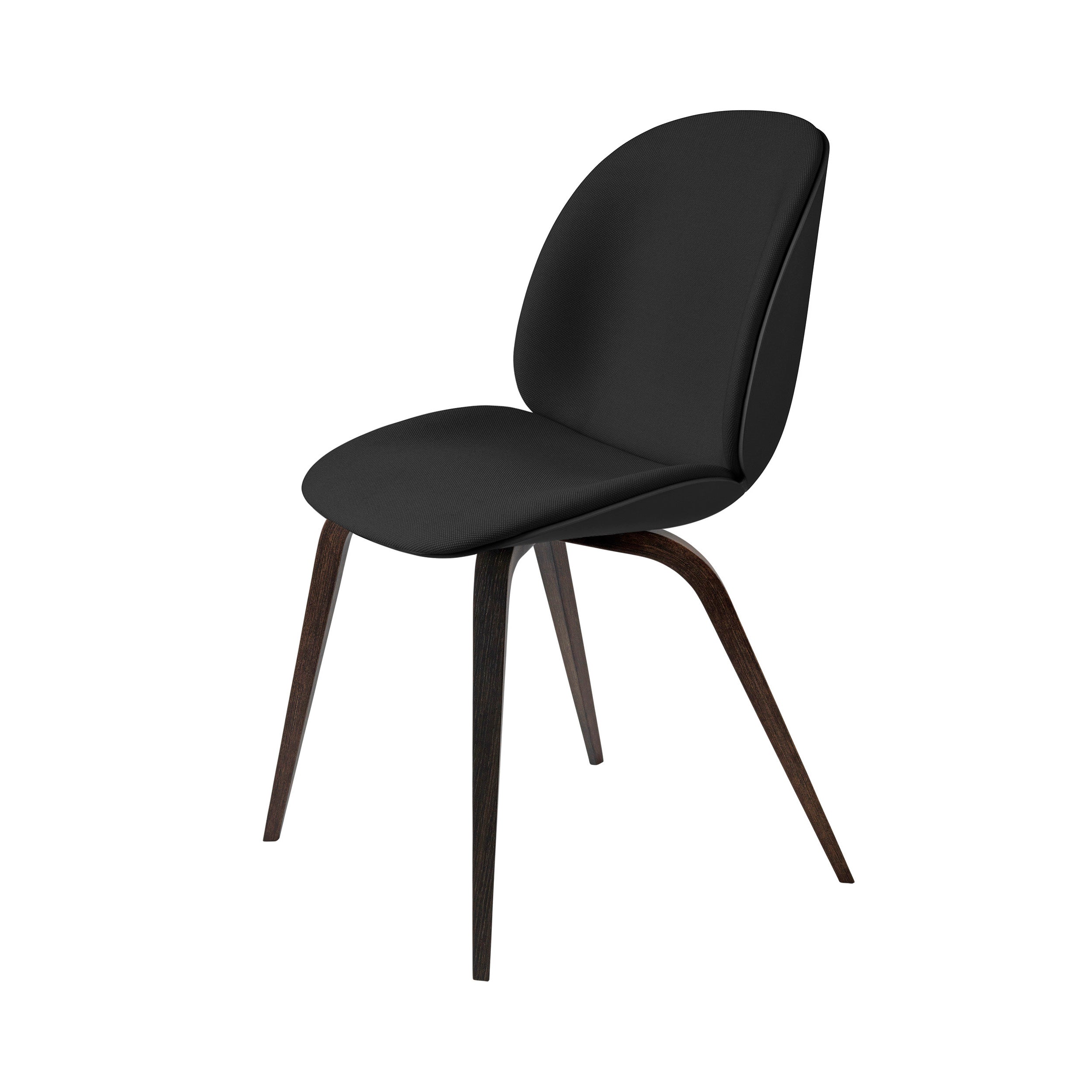 Beetle Dining Chair: Wood Base + Front Upholstered + Black + Smoked Oak