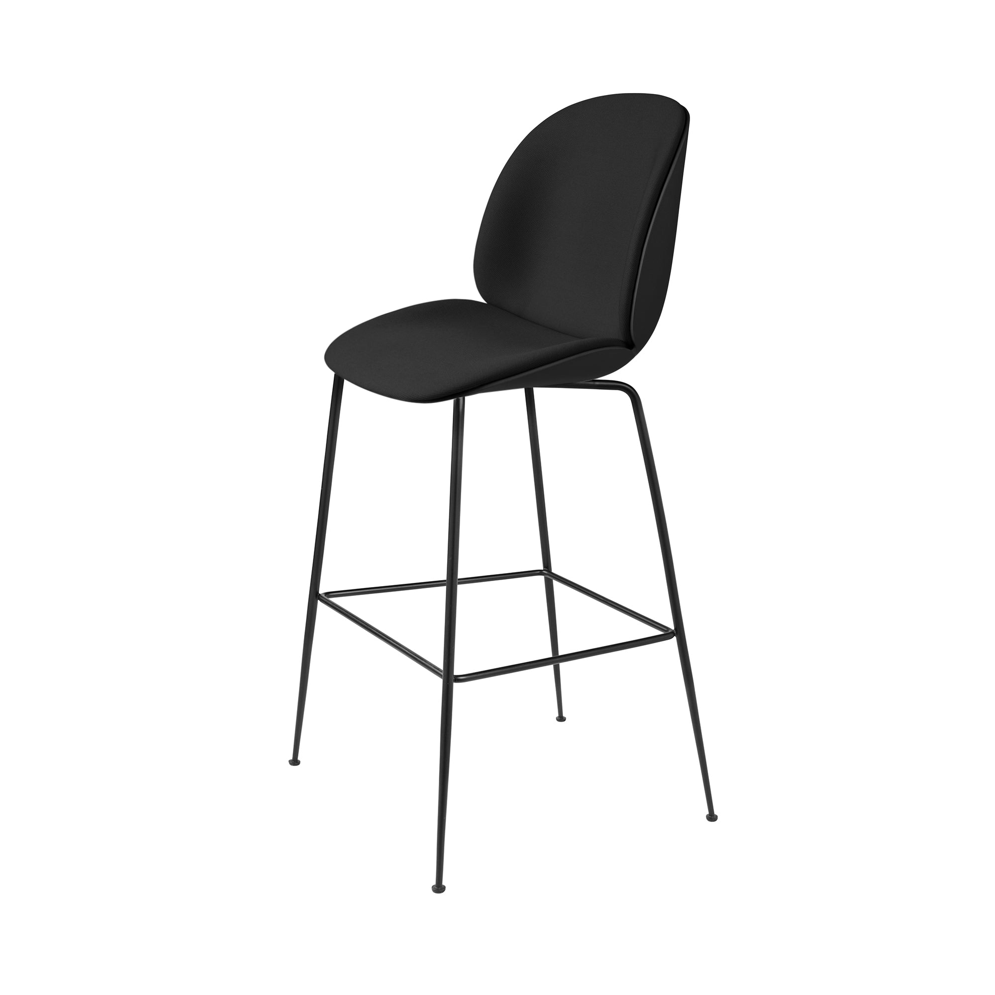 Beetle Bar Chair: Front Upholstered + Black Matt + Black