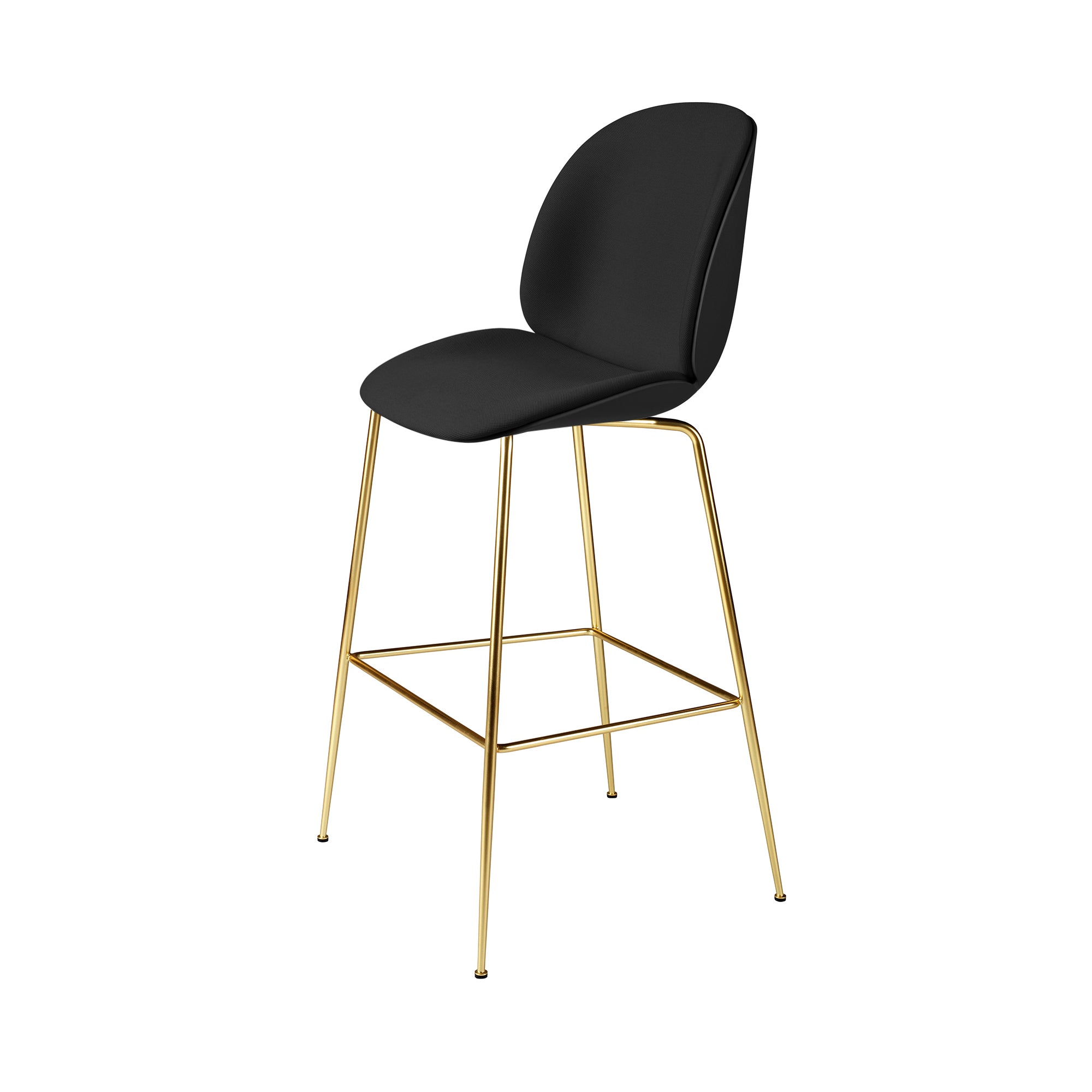 Beetle Bar Chair: Front Upholstered + Brass Semi Matt + Black