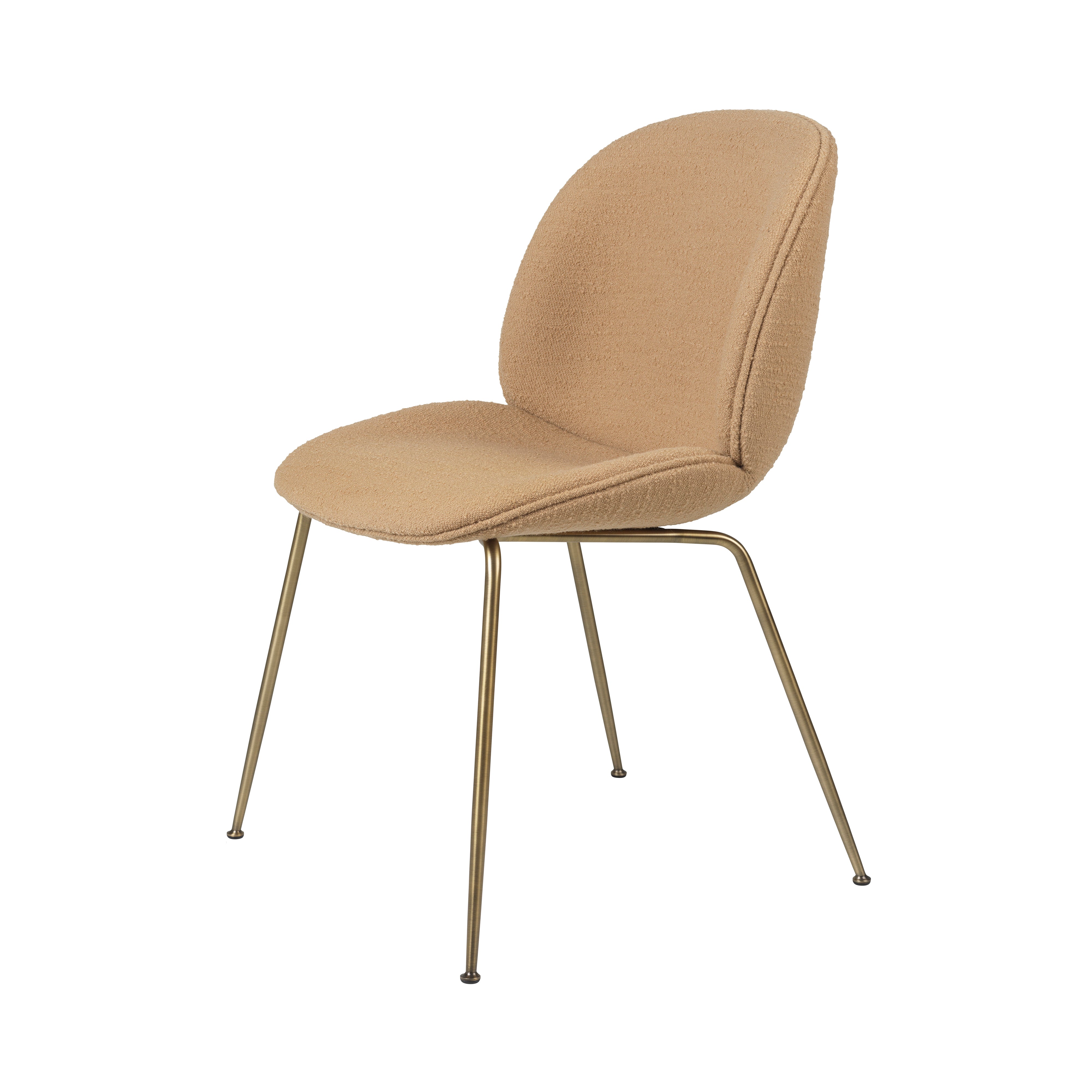 Beetle Dining Chair: Conic Base + Full Upholstery + Antique Brass