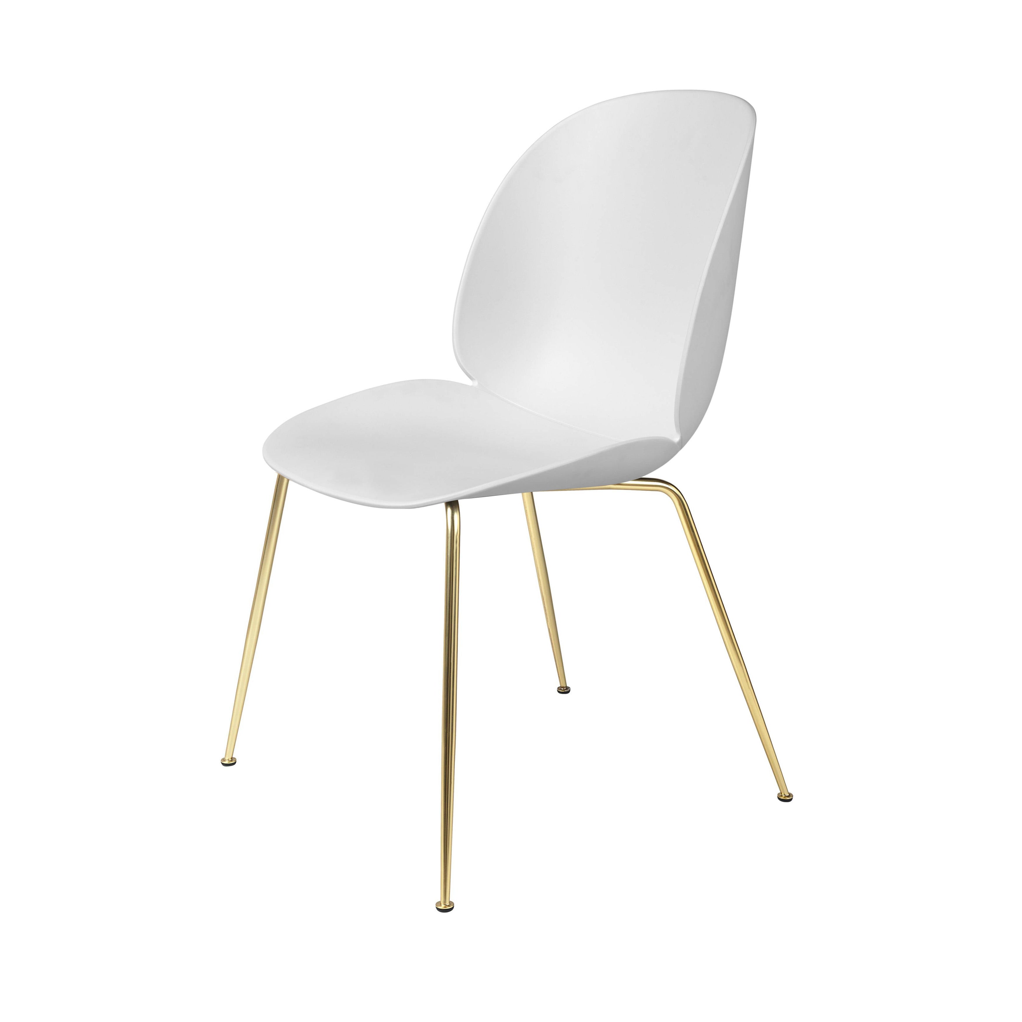 Beetle Dining Chair: Conic Base + Alabaster White + Brass Semi Matt