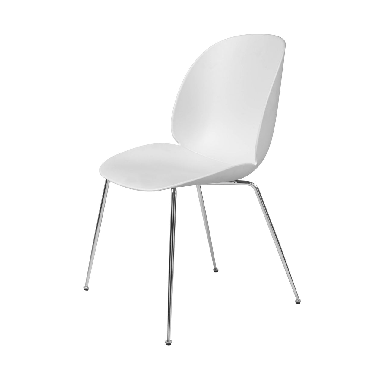 Beetle Dining Chair: Conic Base + Alabaster White + Chrome
