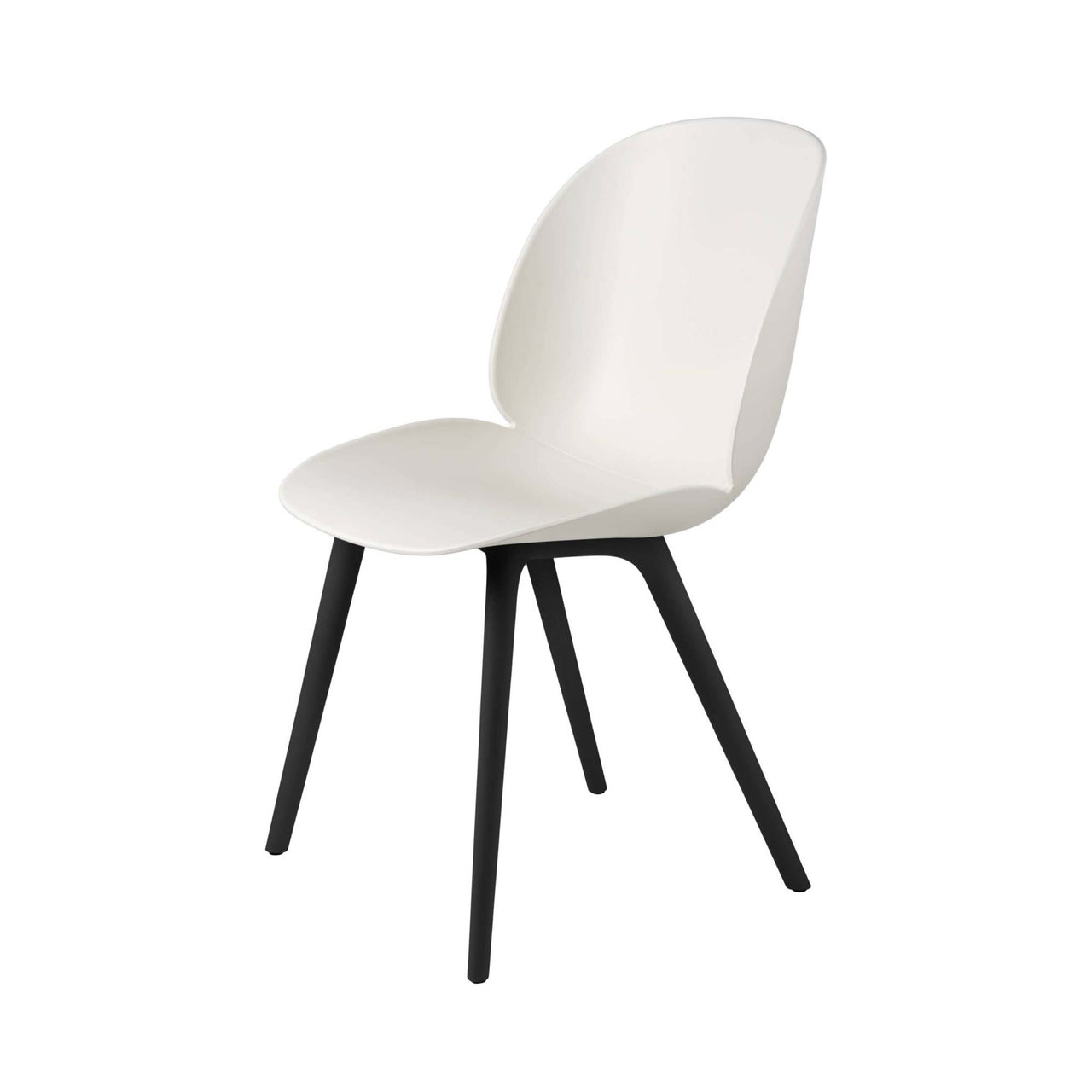 Beetle Dining Chair: Plastic Base + Alabaster White + Black