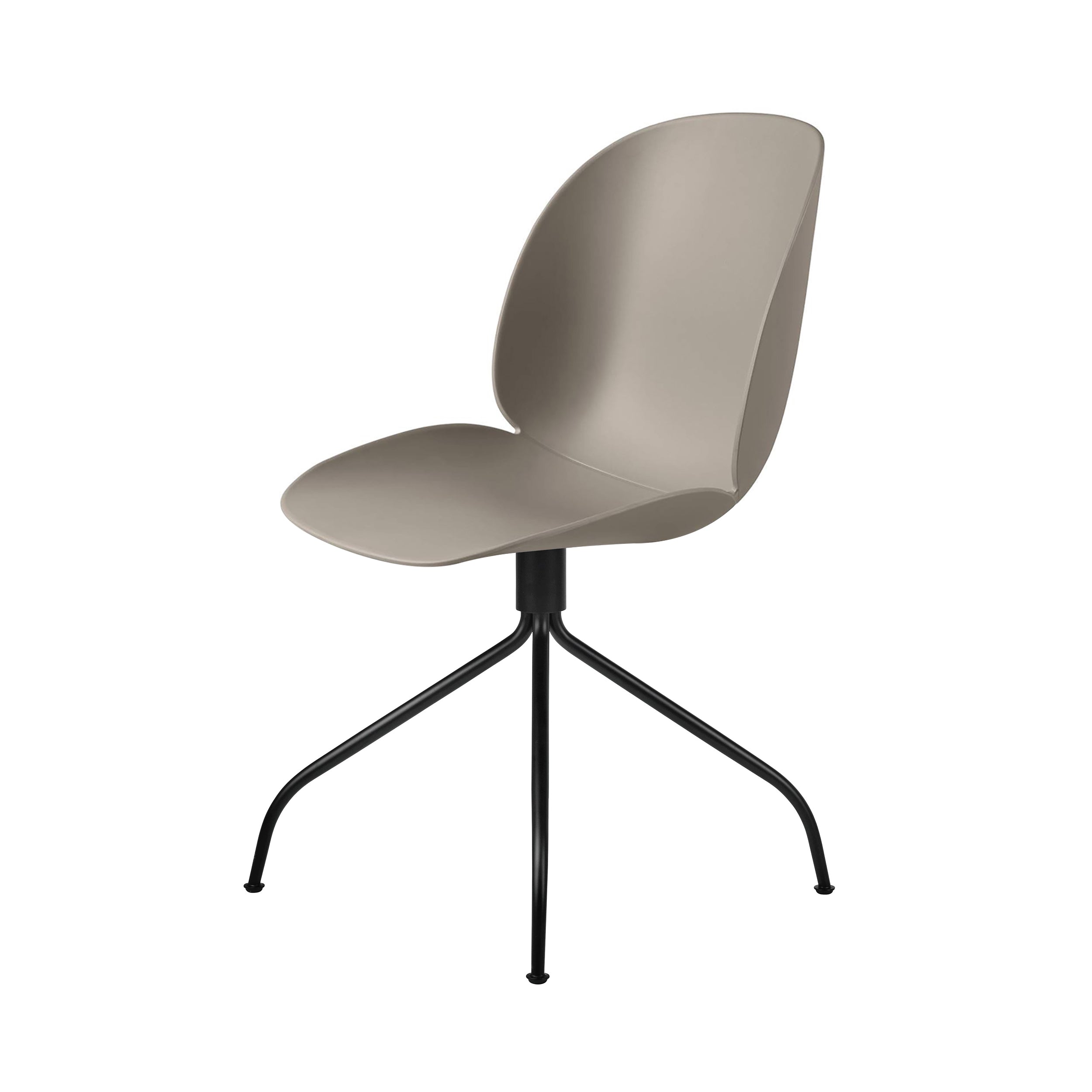 Beetle Meeting Chair: Swivel Base + New Beige + Black Matt + Felt Glides