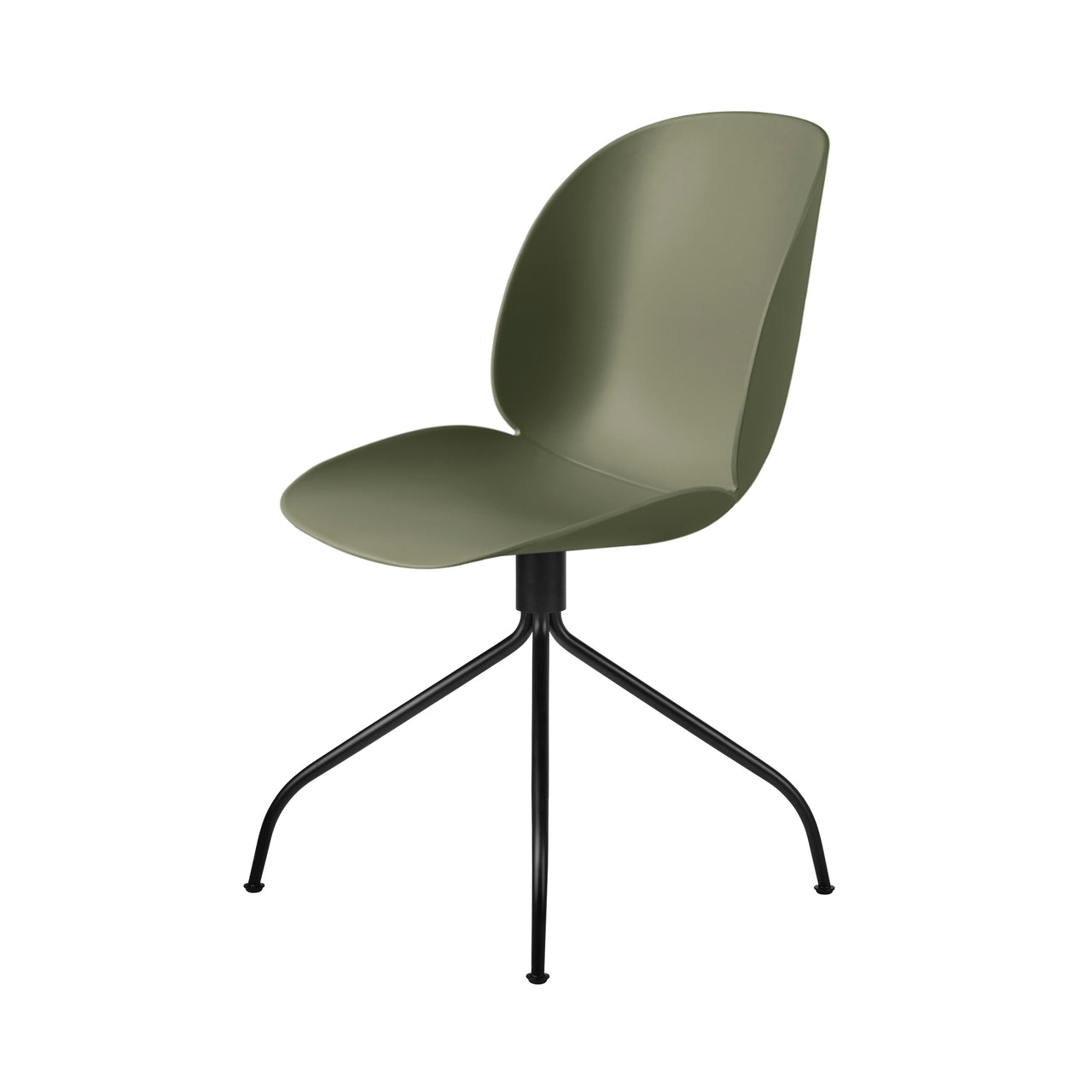 Beetle Meeting Chair: Swivel Base + Fern Green + Black Matt + Felt Glides