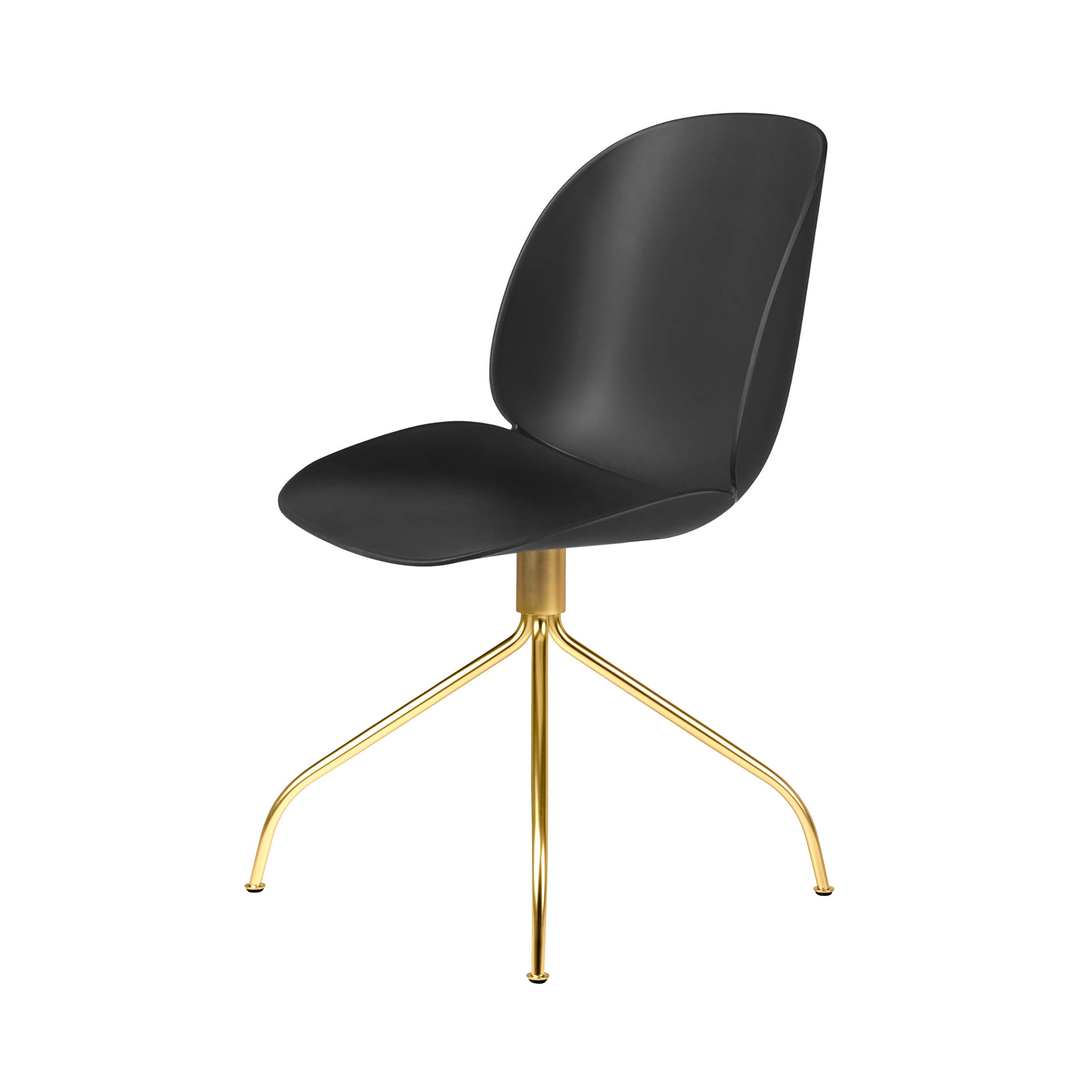 Beetle Meeting Chair: Swivel Base + Black + Brass Semi Matt + Felt Glides