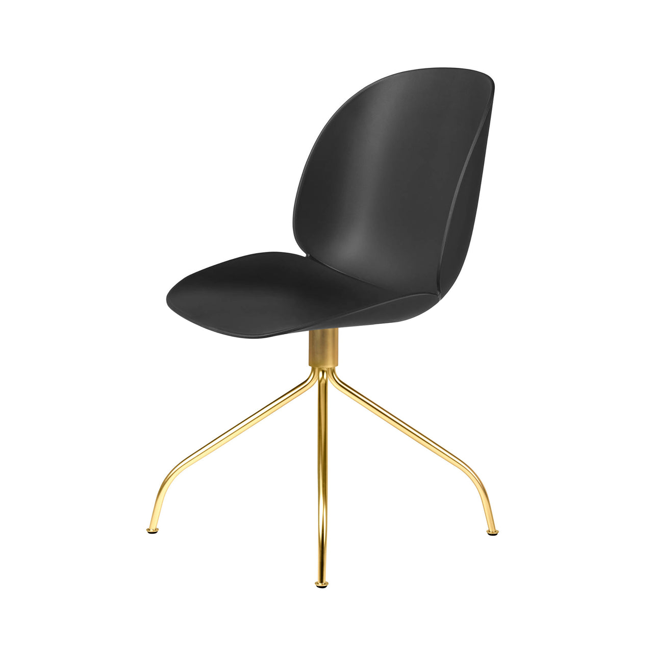Beetle Meeting Chair: Swivel Base + Black + Brass Semi Matt + Felt Glides