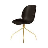 Beetle Meeting Chair: Swivel Base + Mocha Brown + Brass Semi Matt + Felt Glides