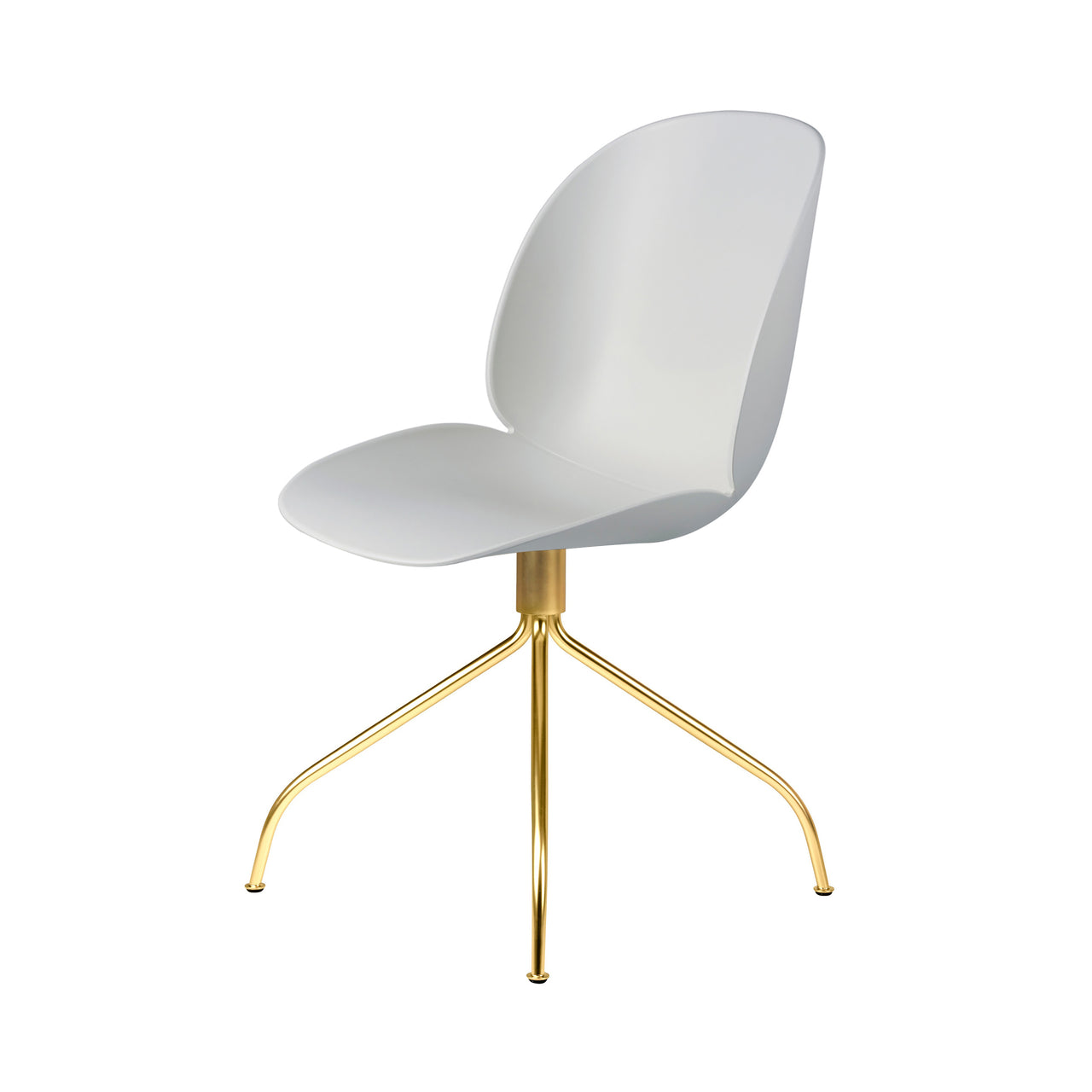 Beetle Meeting Chair: Swivel Base + Lunar Grey + Brass Semi Matt + Felt Glides