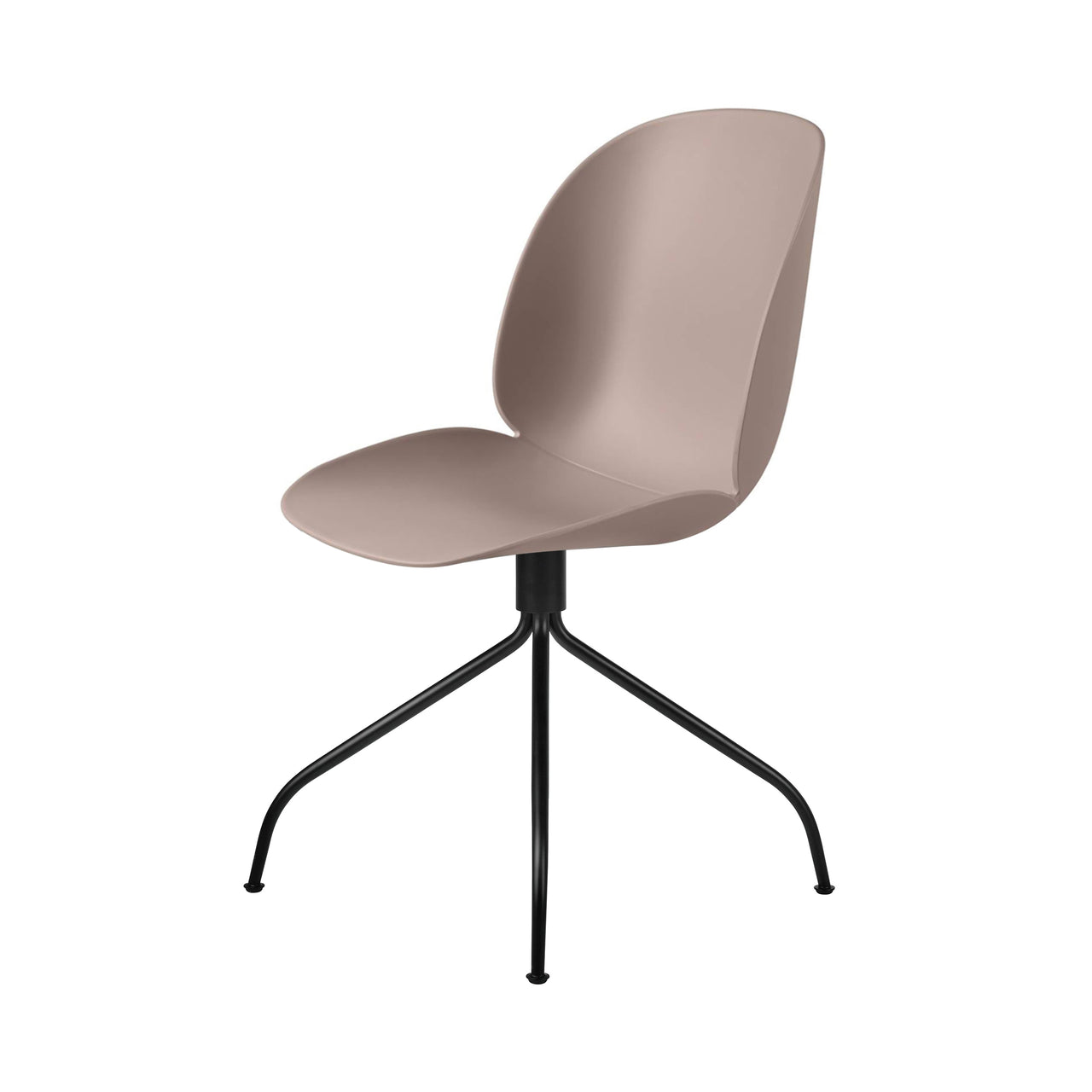 Beetle Meeting Chair: Swivel Base + Sweet Pink + Black Matt + Felt Glides