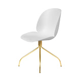 Beetle Meeting Chair: Swivel Base + Alabaster White + Brass Semi Matt + Felt Glides