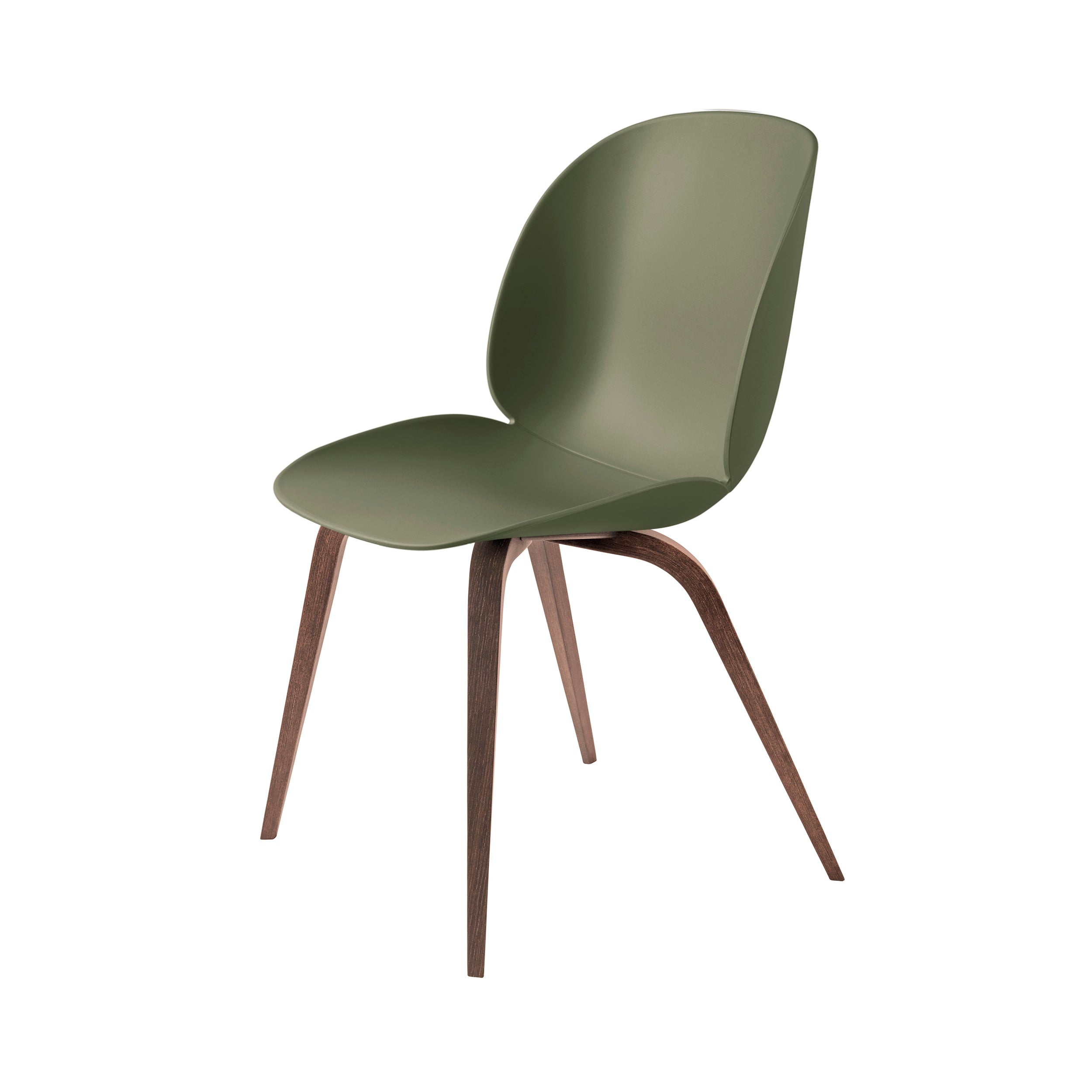 Beetle Dining Chair: Wood Base + Fern Green + American Walnut