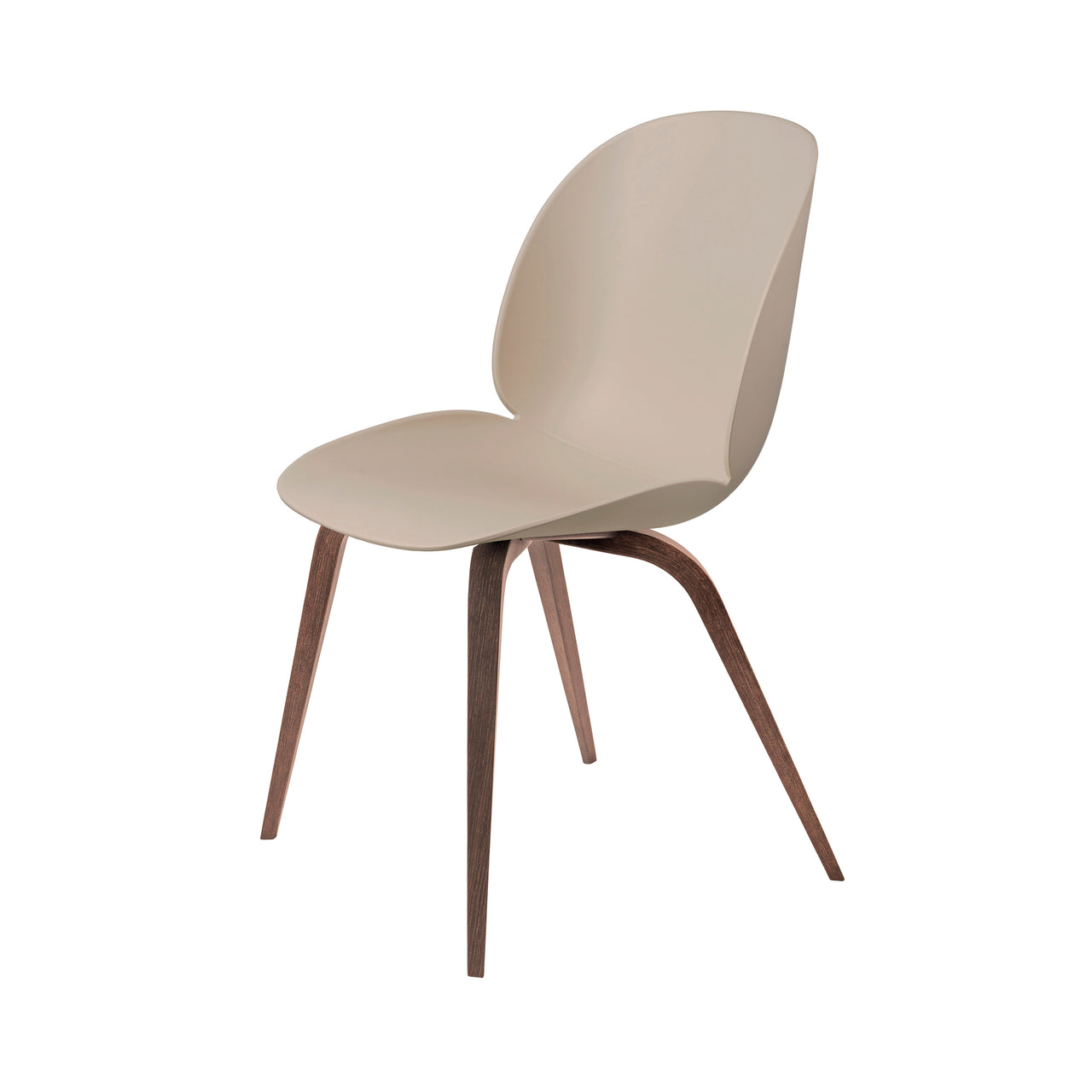 Beetle Dining Chair: Wood Base + New Beige + American Walnut