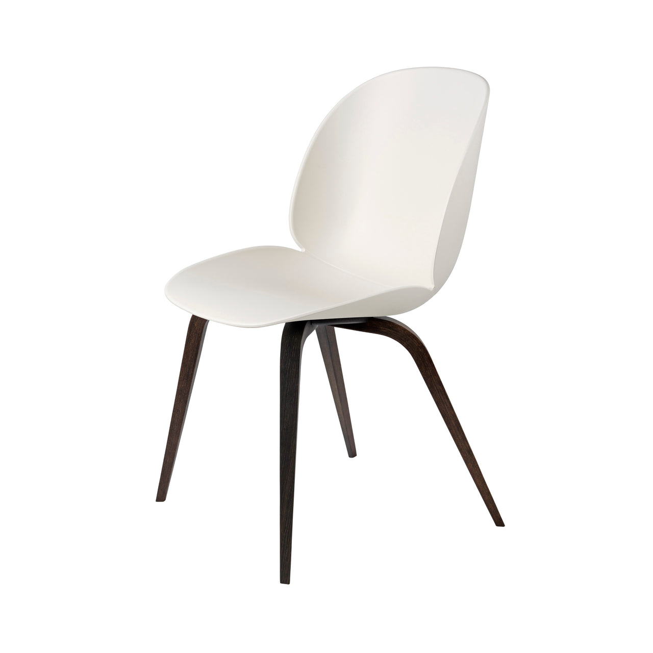 Beetle Dining Chair: Wood Base + Alabaster White + Smoked Oak