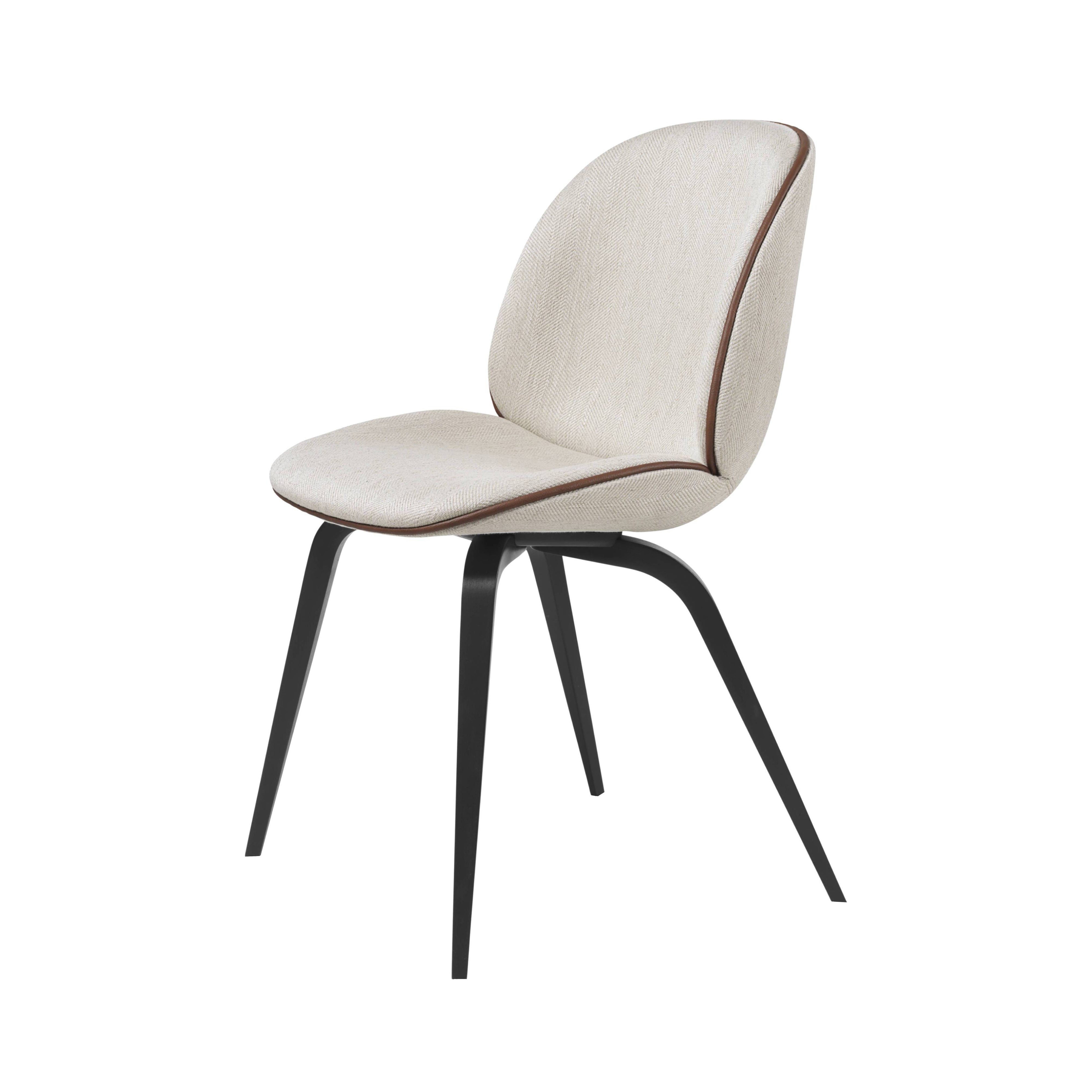 Beetle Dining Chair: Wood Base + Full Upholstery + Black Stained Beech Semi Matt