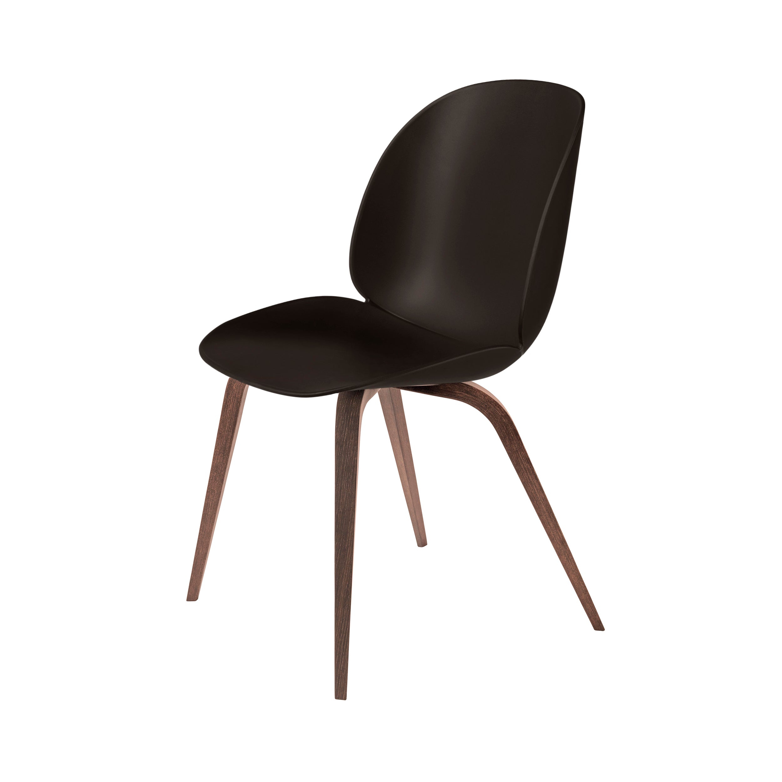 Beetle Dining Chair: Wood Base + Mocha Brown + American Walnut