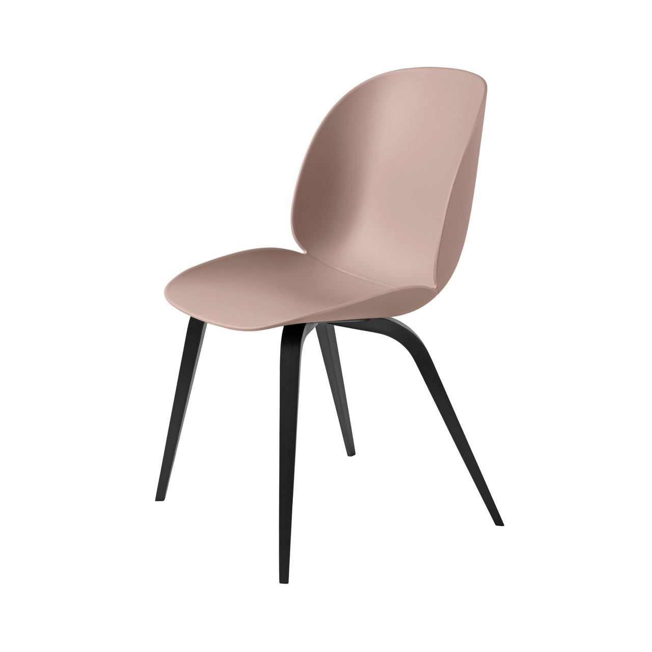 Beetle Dining Chair: Wood Base + Sweet Pink + Black Stained Beech