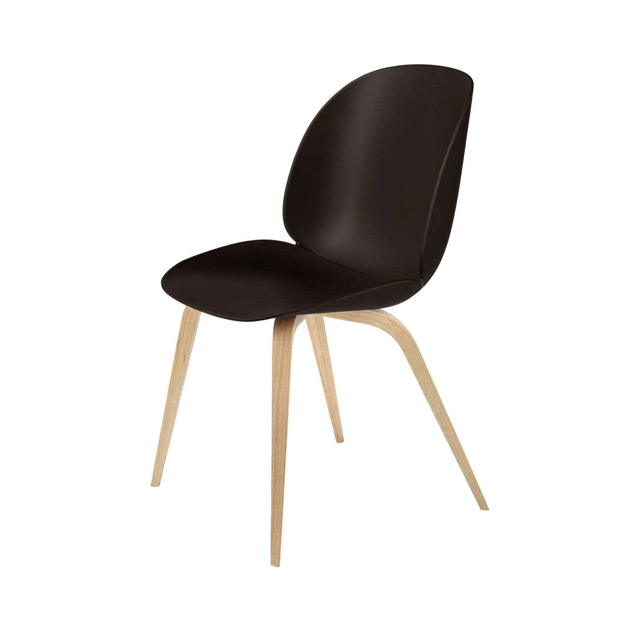 Beetle Dining Chair: Wood Base + Mocha Brown + Oak