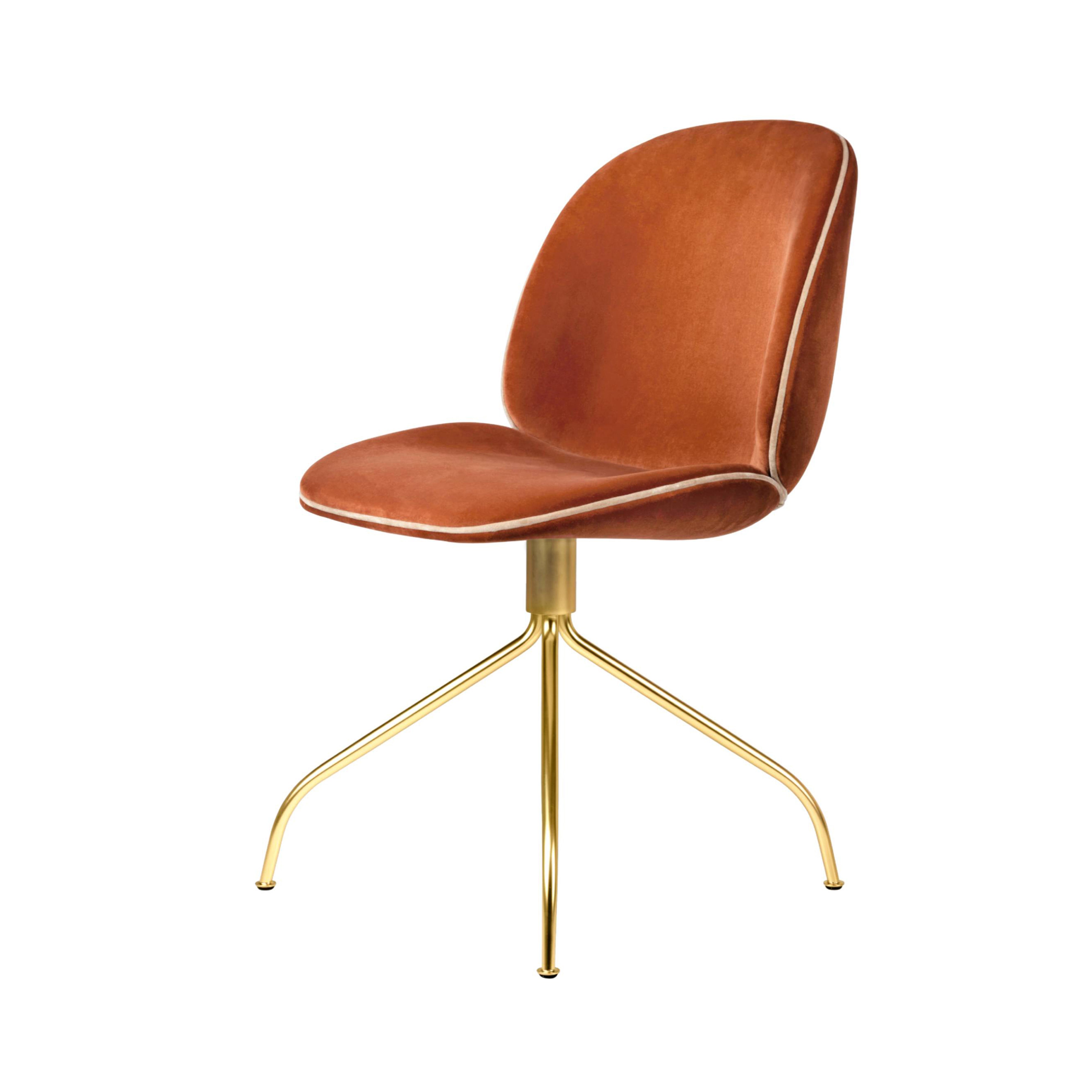 Beetle Meeting Chair: Swivel Base + Full Upholstery + Brass Semi Matt