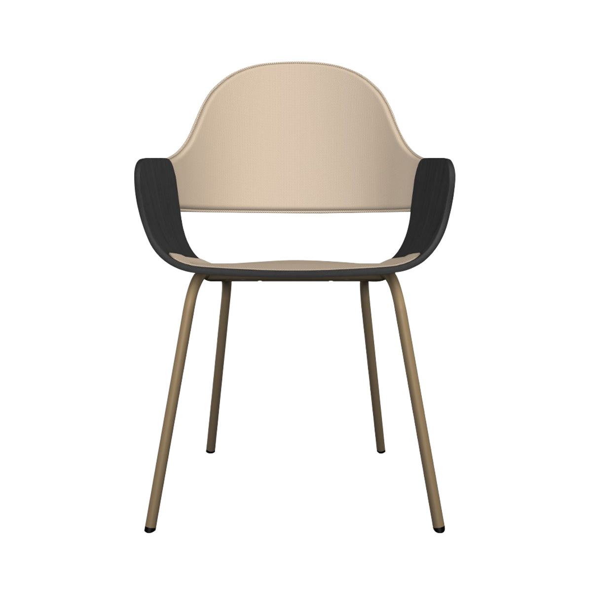 Showtime Nude Chair with Metal Base: Seat + Backrest Upholstered + Beige + Ash Stained Black