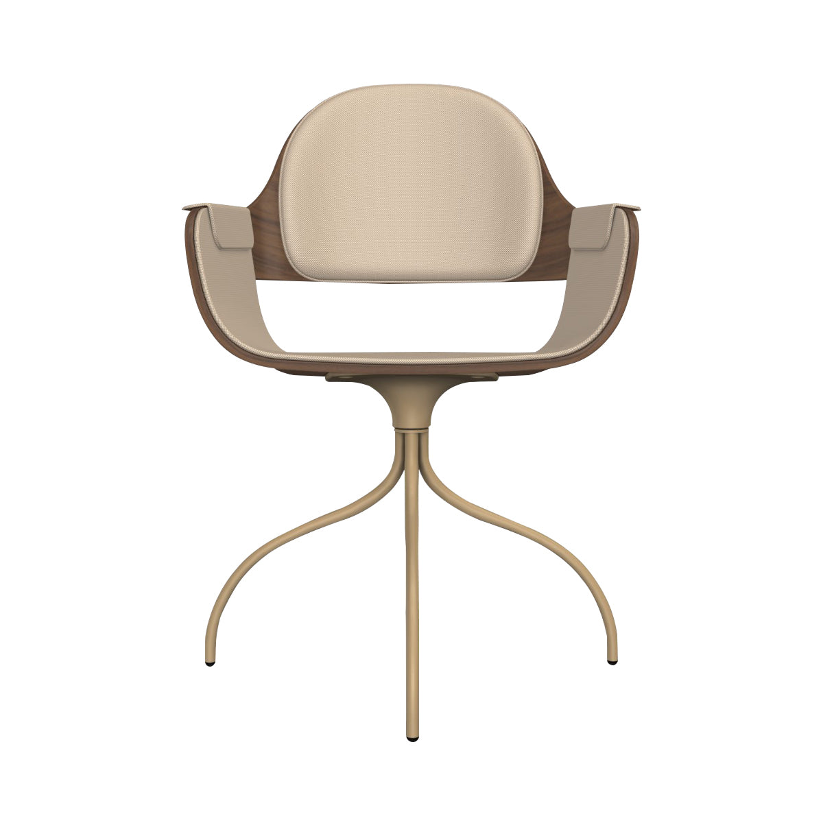 Showtime Nude Chair with Swivel Base: Interior Seat + Backrest Cushion + Walnut + Beige