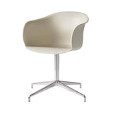 Elefy Chair JH34: Swivel Base + Return + Soft Beige + Polished Aluminum