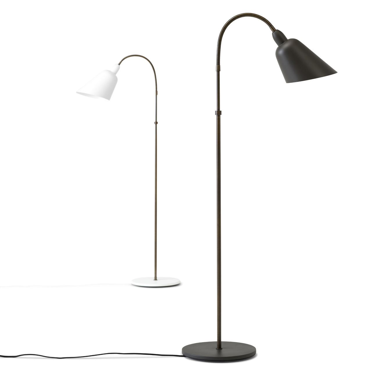 Bellevue Floor Lamp AJ7: Stone Grey + Bronzed Brass + White + Bronzed Brass