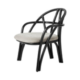 Bistra Lounge Chair: Seat Upholstered + Ebony Painted Rattan