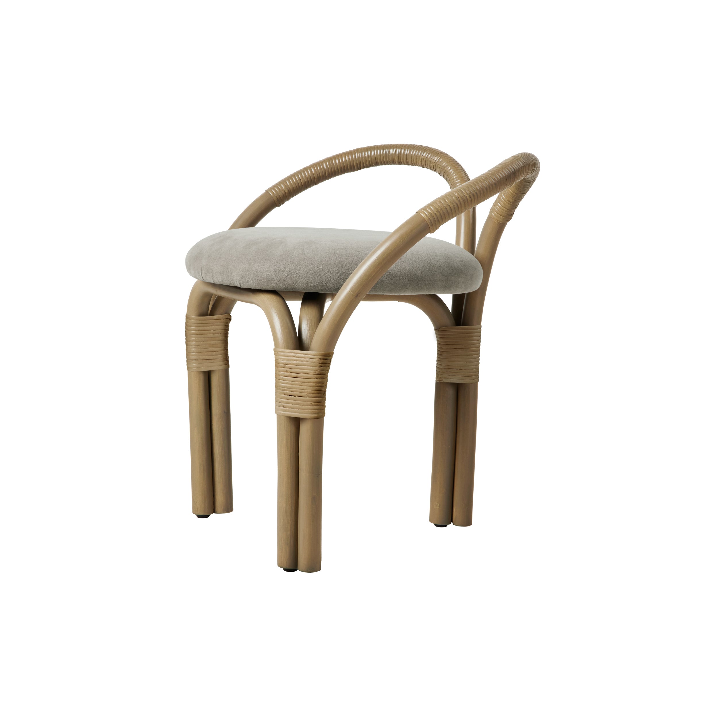 Bistra Stool: Seat Upholstered + Olive Stained Rattan